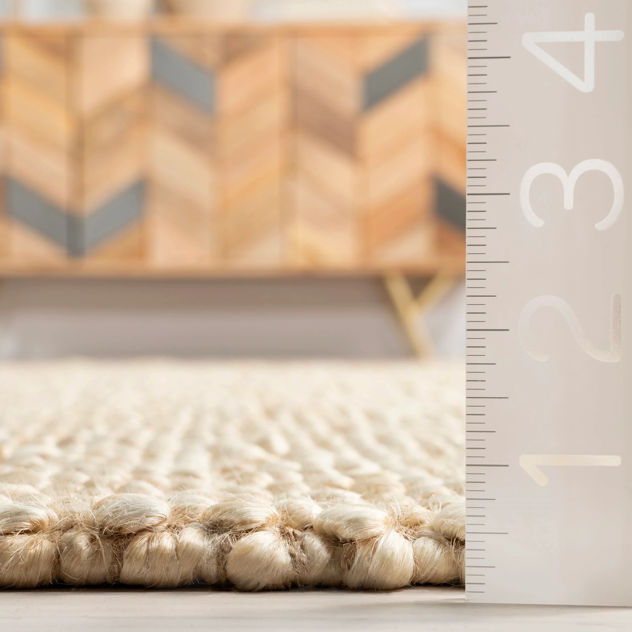 Textured Handwoven Jute Rug | Beige - Image 5