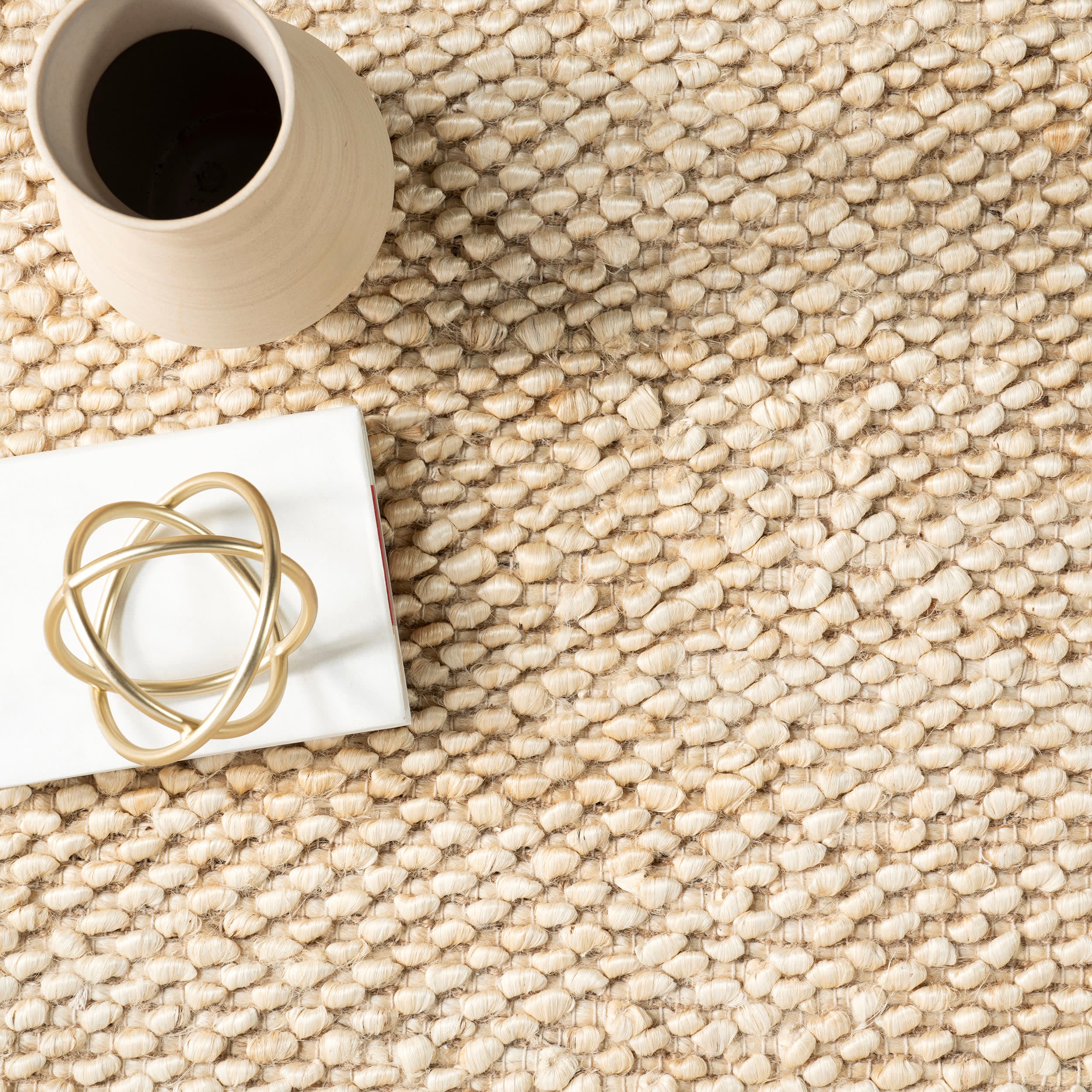Textured Handwoven Jute Rug | Beige - Image 7
