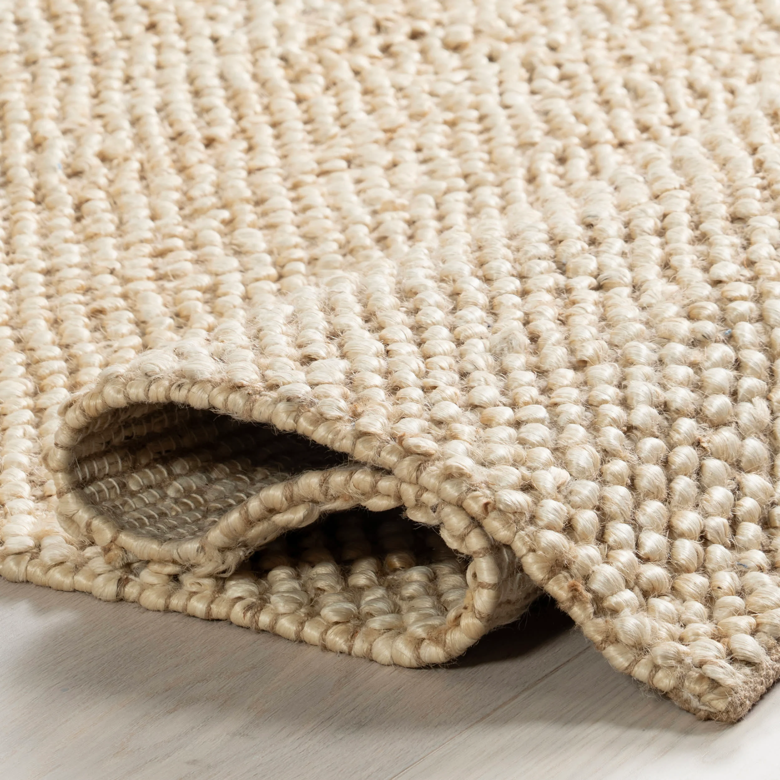 Textured Handwoven Jute Rug | Beige - Image 8