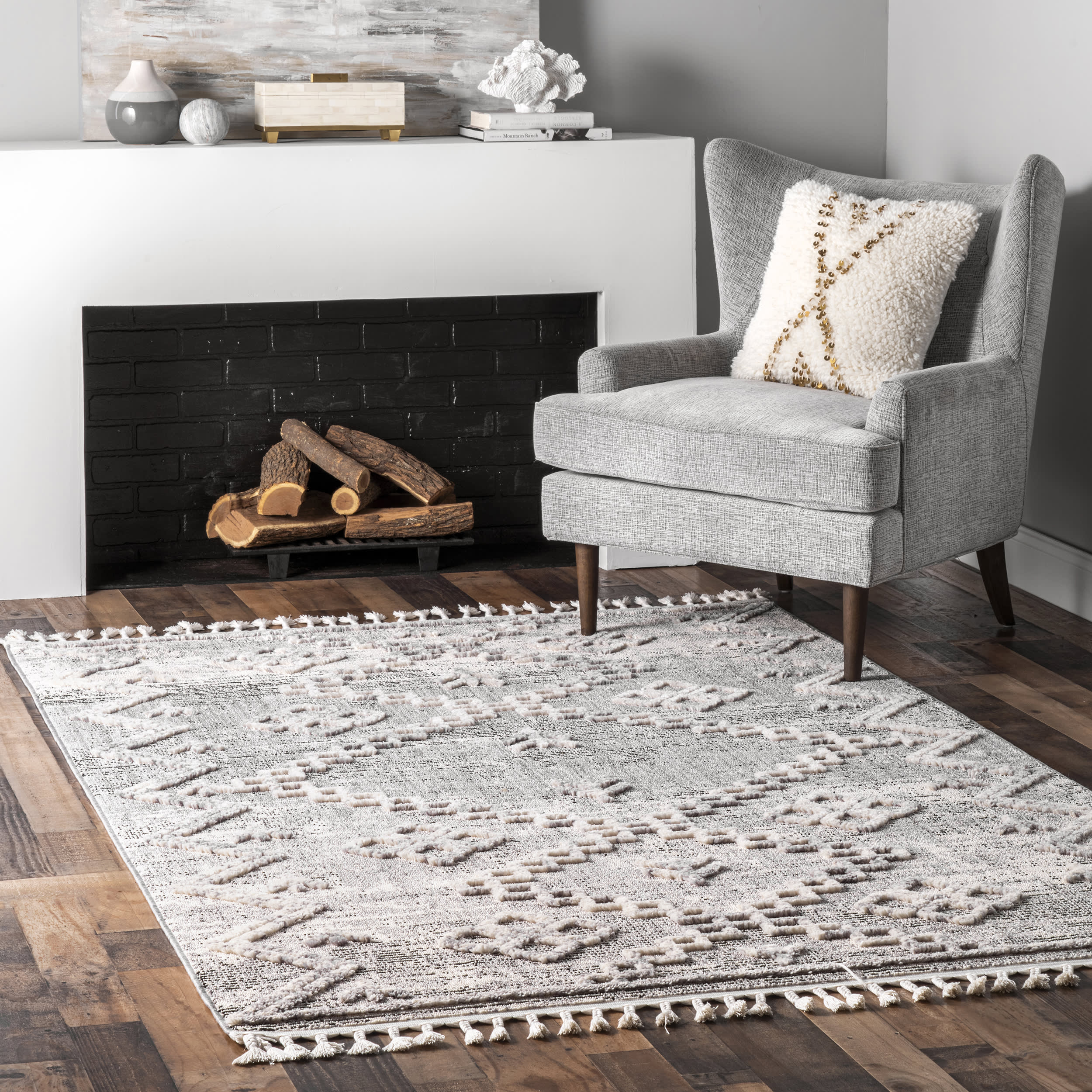 Textured Helix Trellis Rug | Grey - Image 2