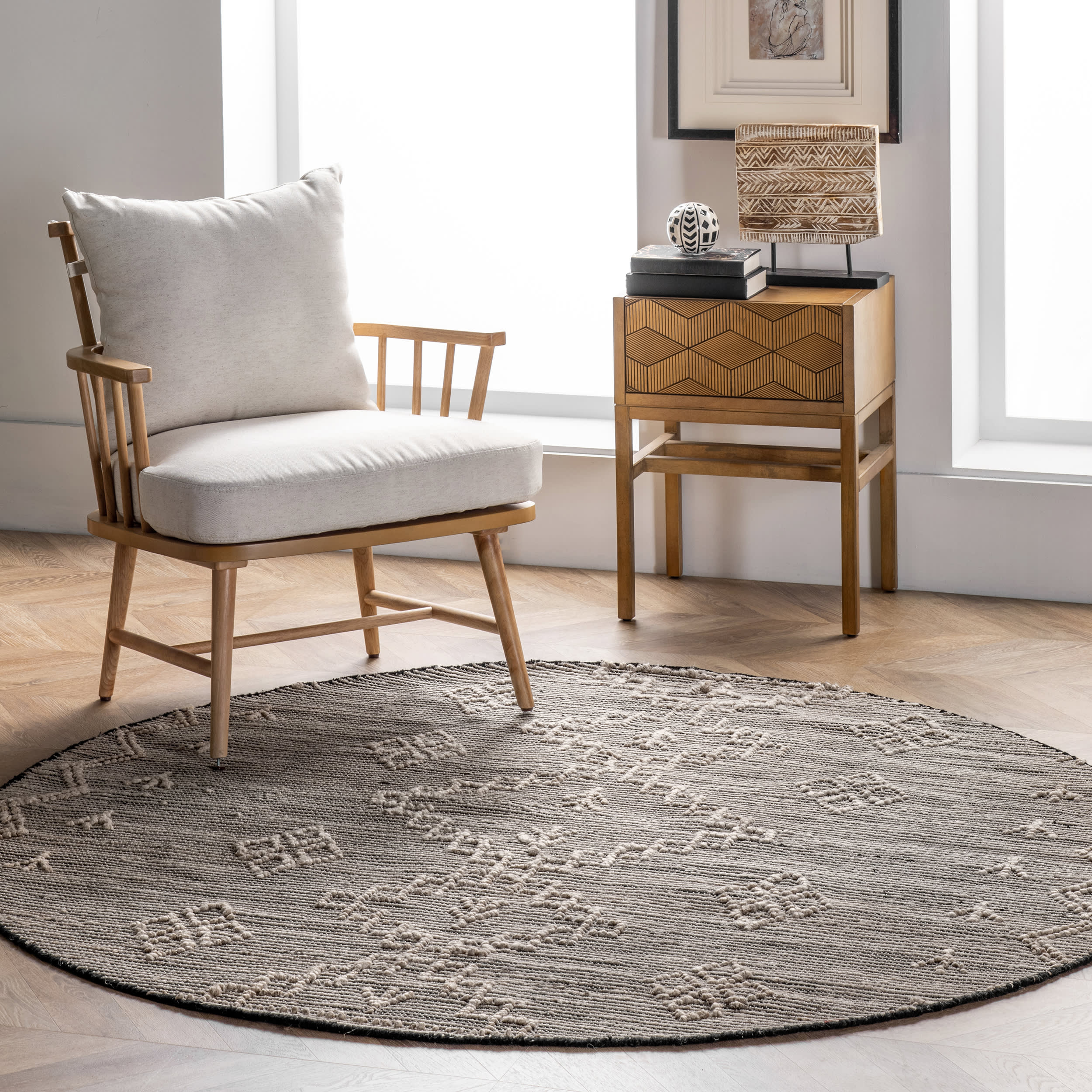 Textured Moroccan Jute Rug | Beige - Image 2