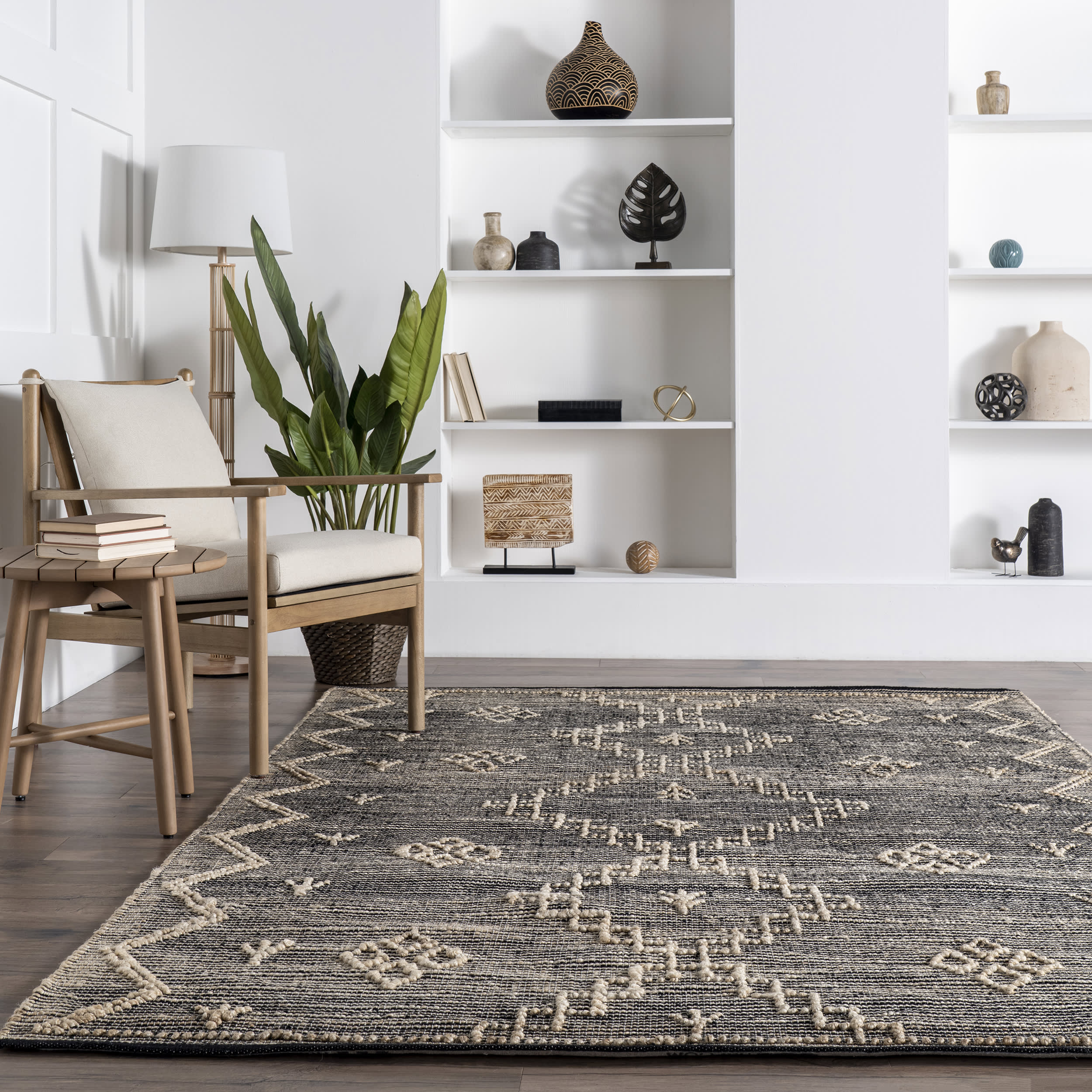 Textured Moroccan Jute Rug | Beige - Image 4