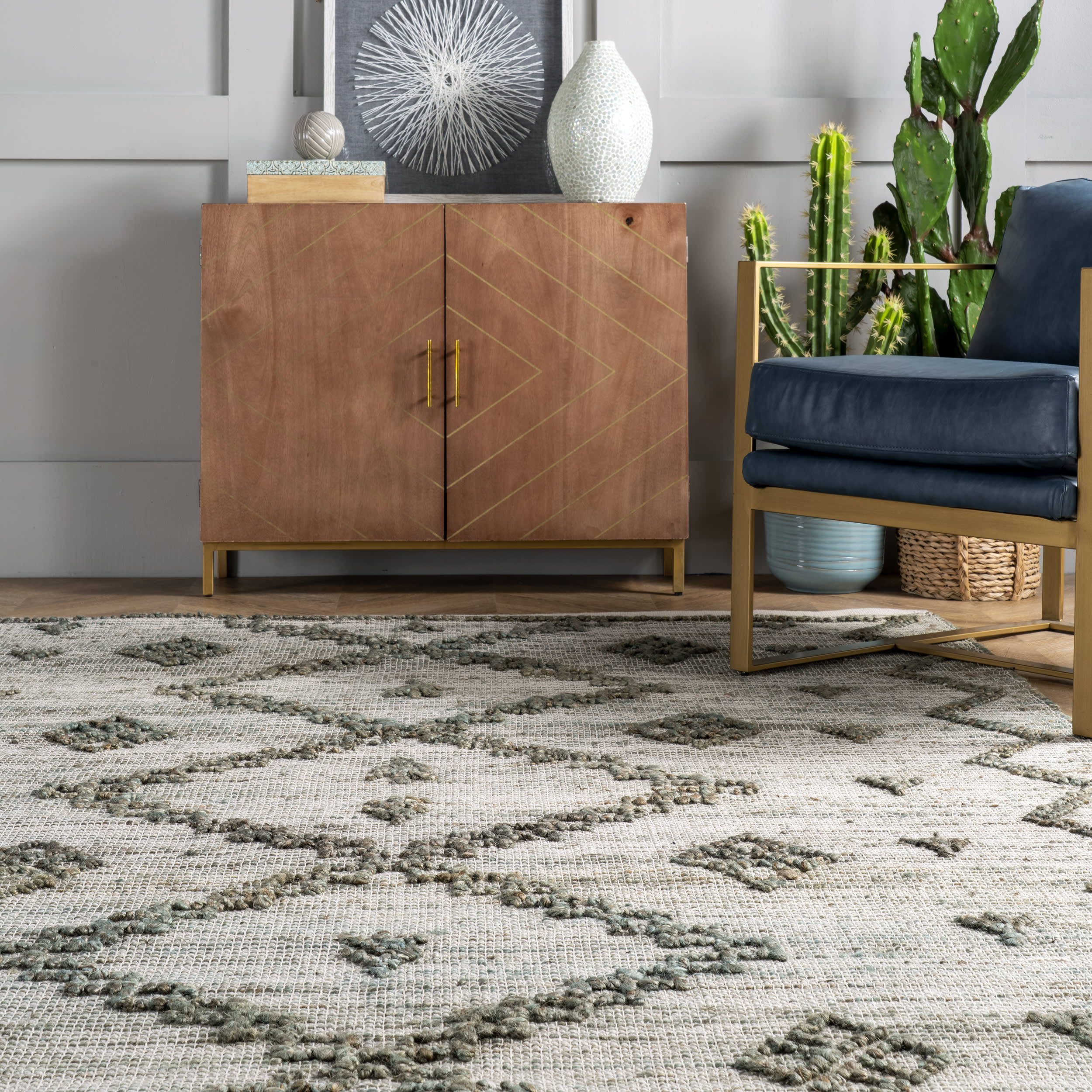 Textured Moroccan Jute Rug | Light Grey - Image 4