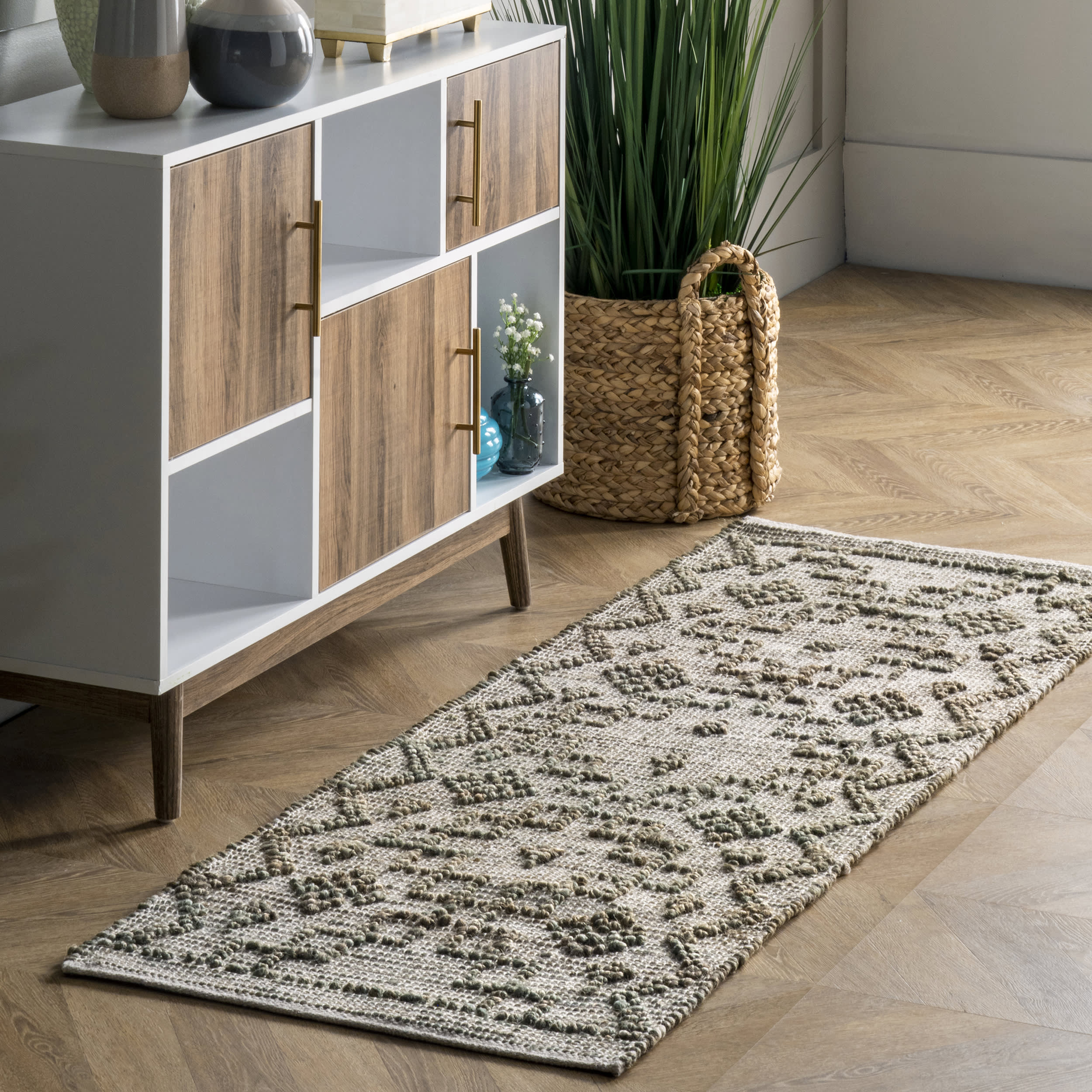 Textured Moroccan Jute Rug | Light Grey - Image 2