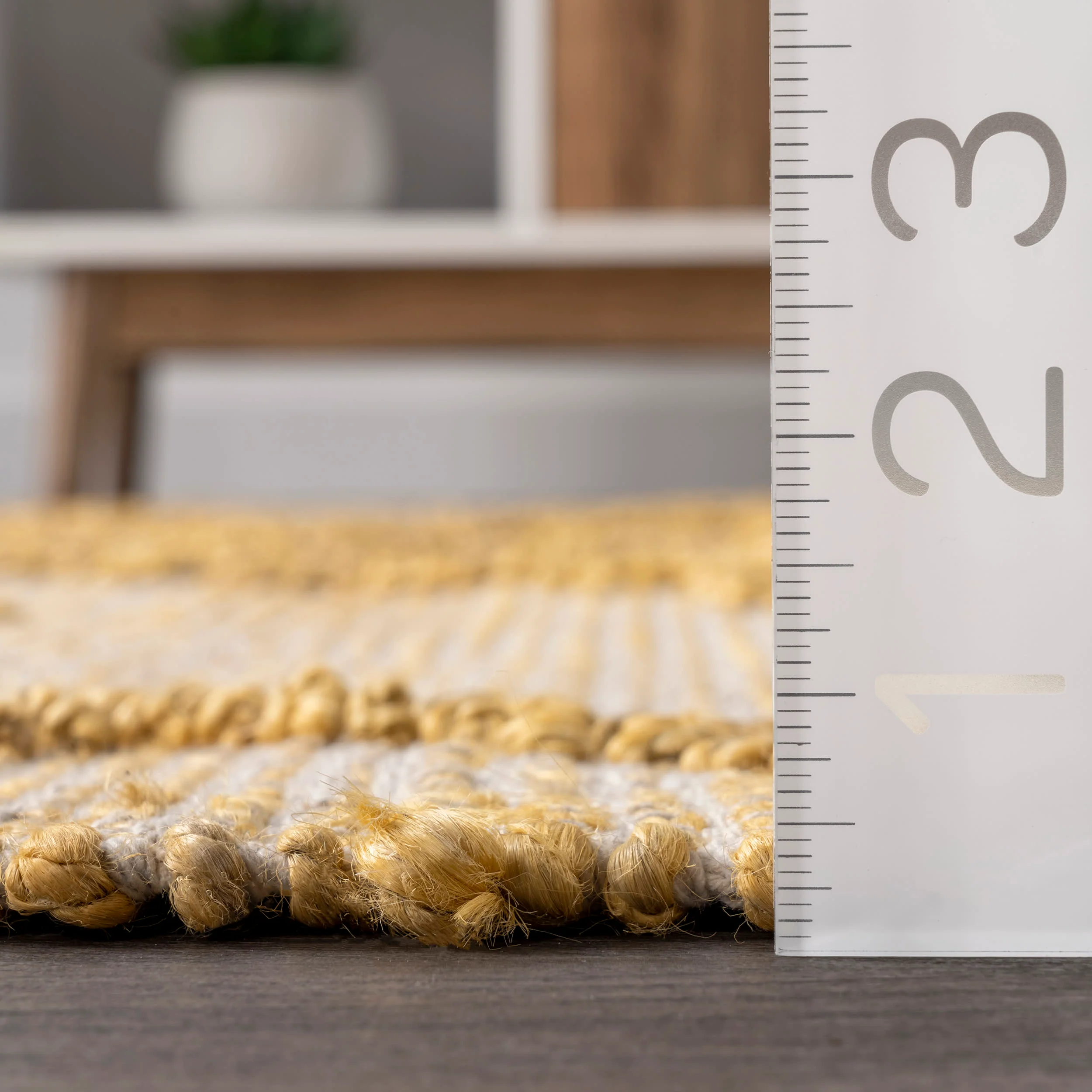 Textured Moroccan Jute Rug | Yellow - Image 5