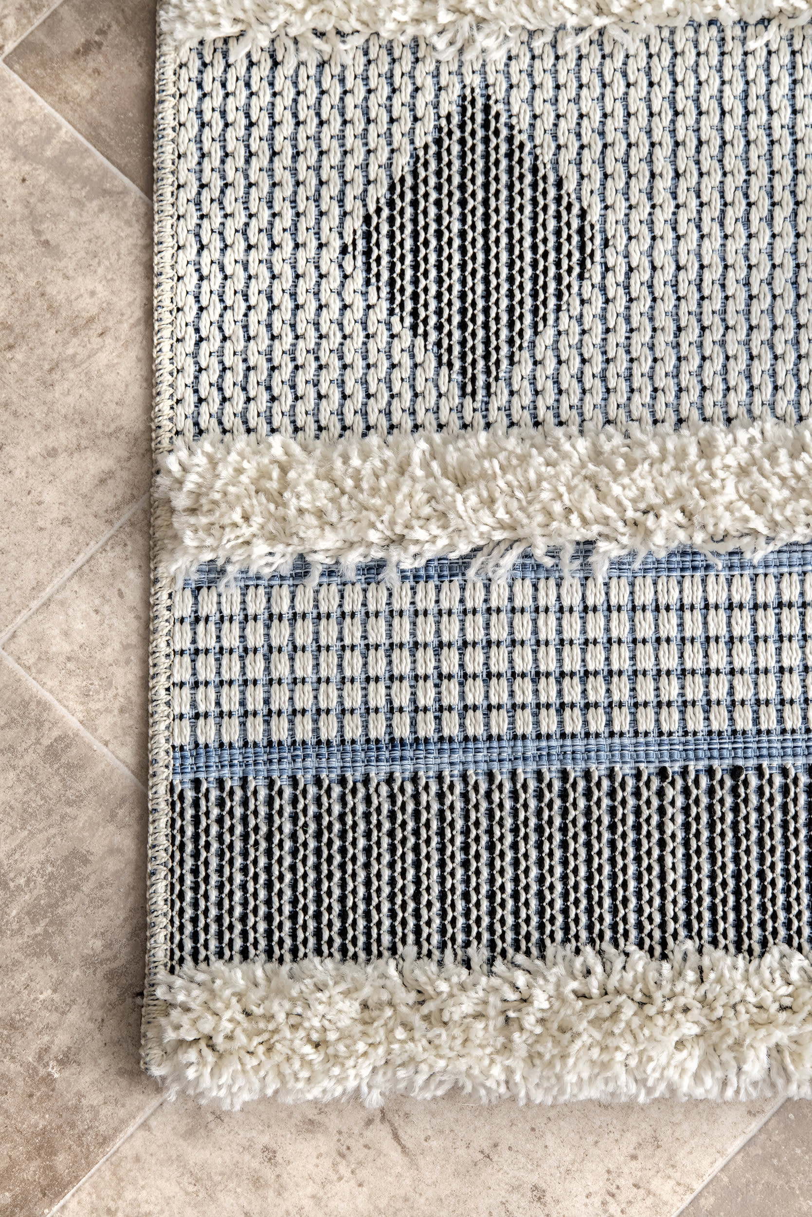 Textured Stripes Rug | Denim Blue - Image 3