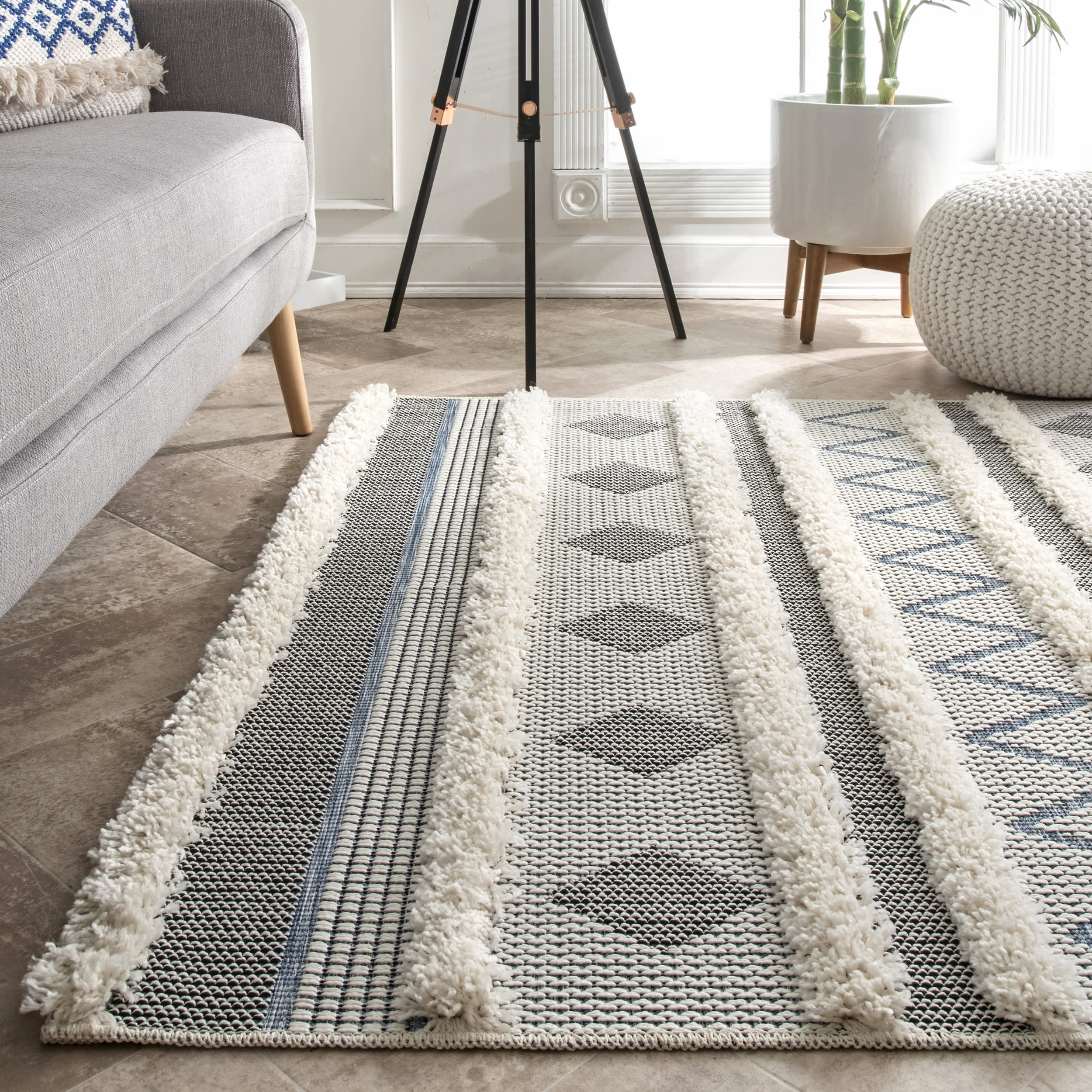 Textured Stripes Rug | Denim Blue - Image 4
