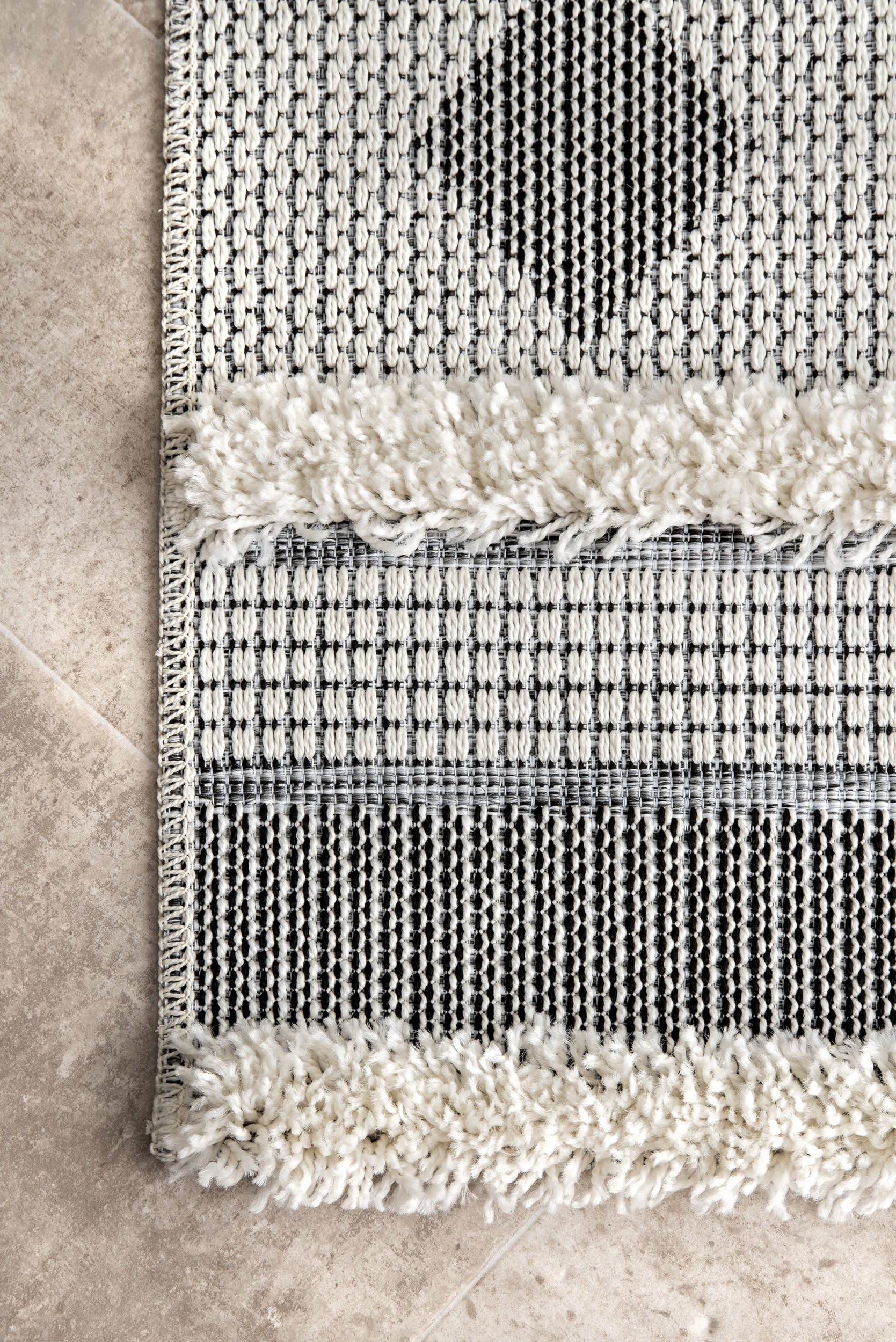 Textured Stripes Rug | Off White - Image 3