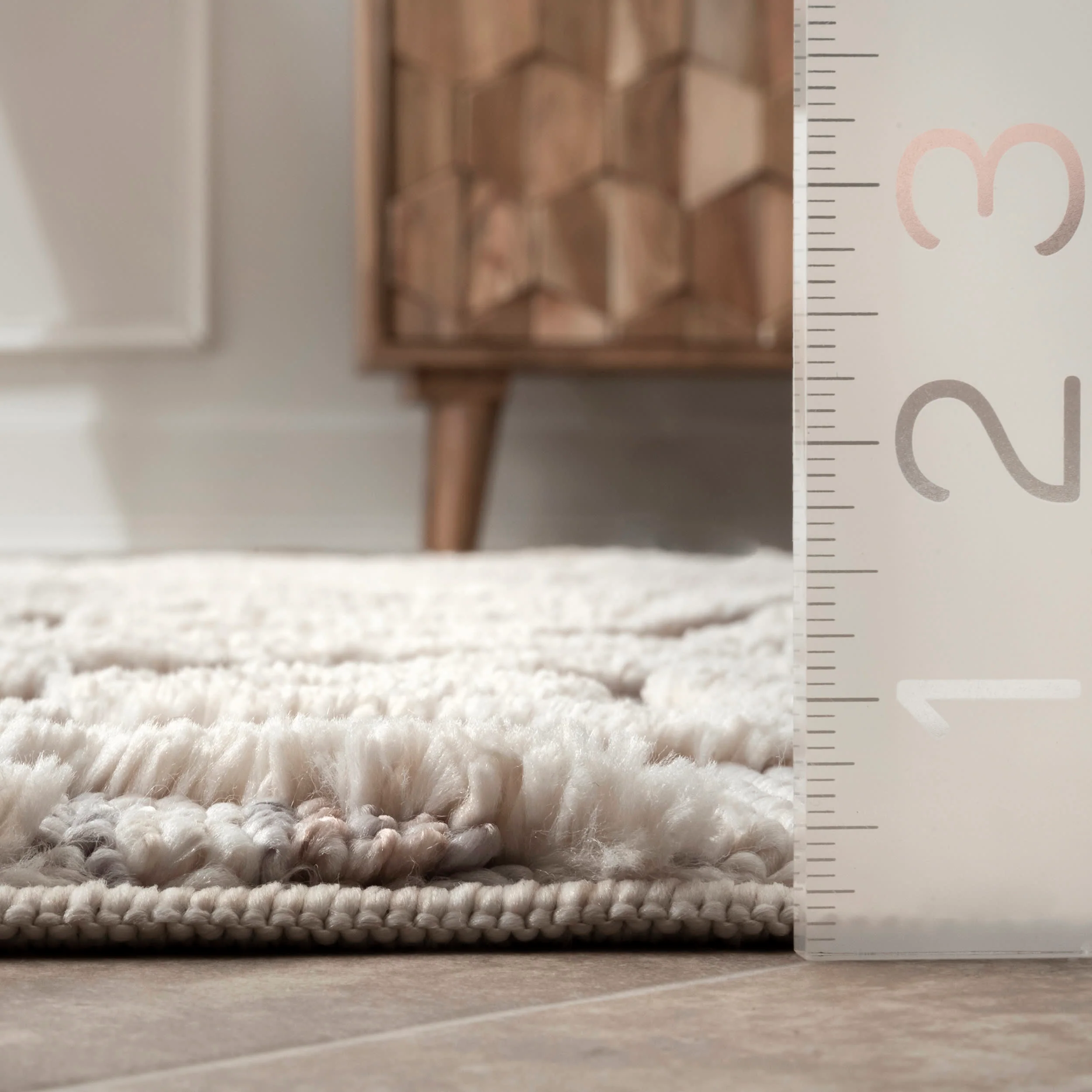 Textured Tasseled Rug | Beige - Image 5