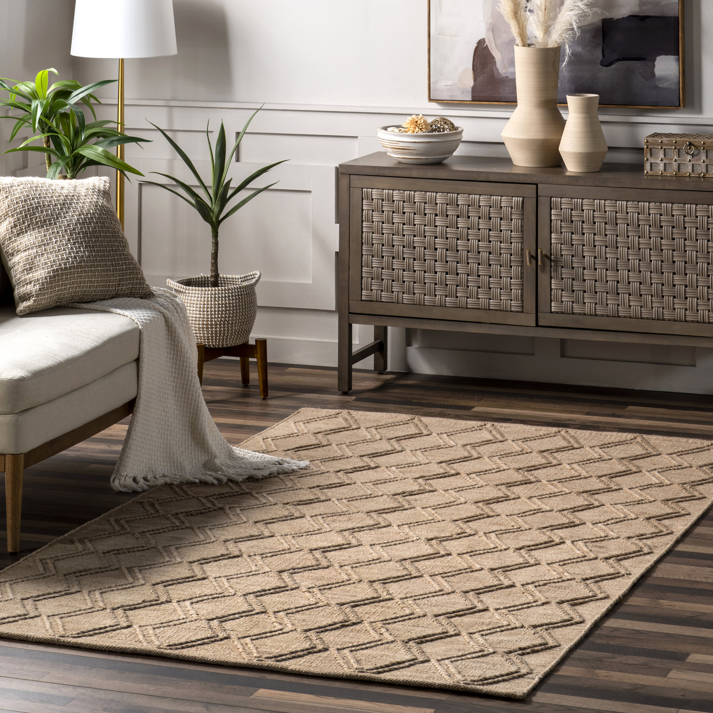 Textured Trellis Rug | Natural - Image 2