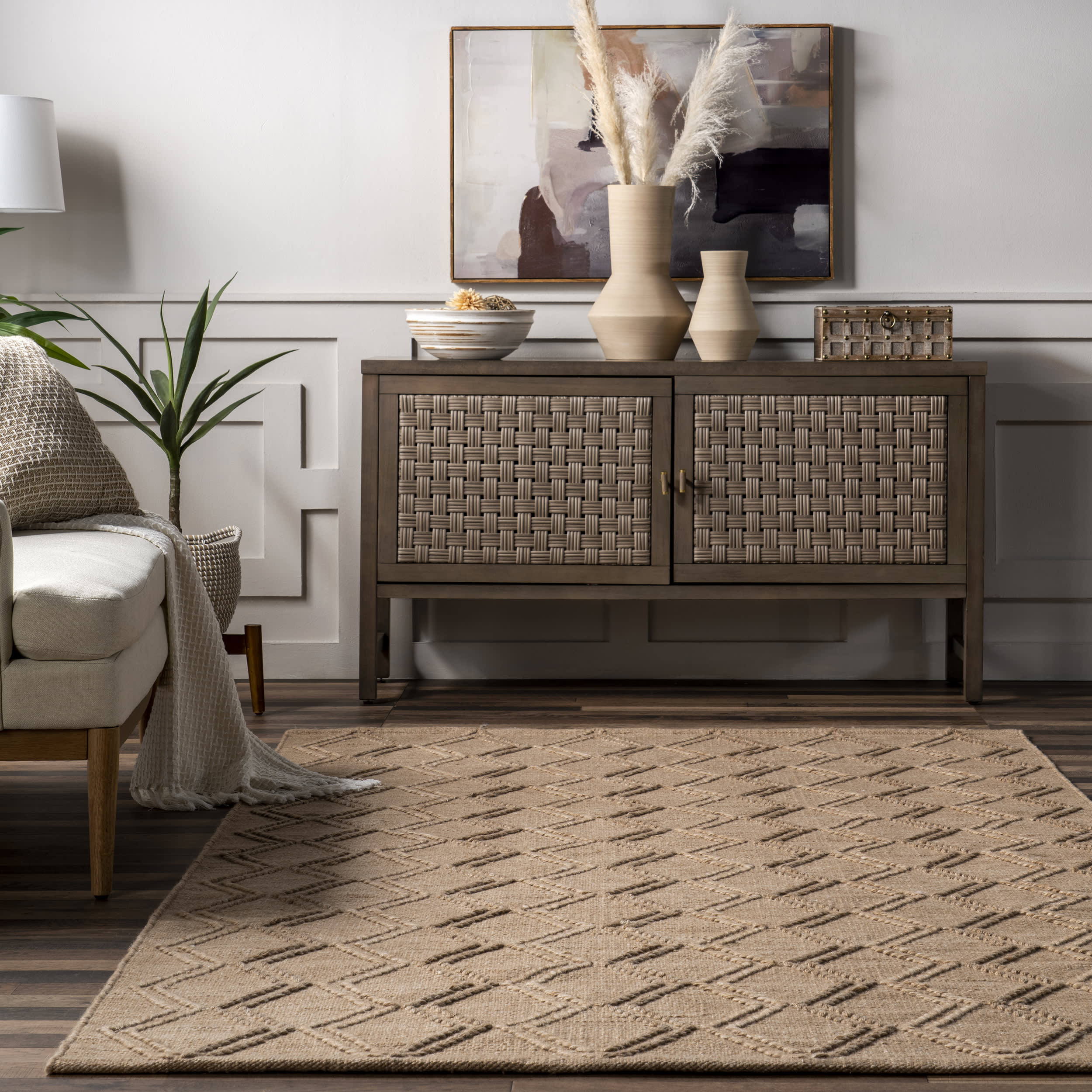Textured Trellis Rug | Natural - Image 4