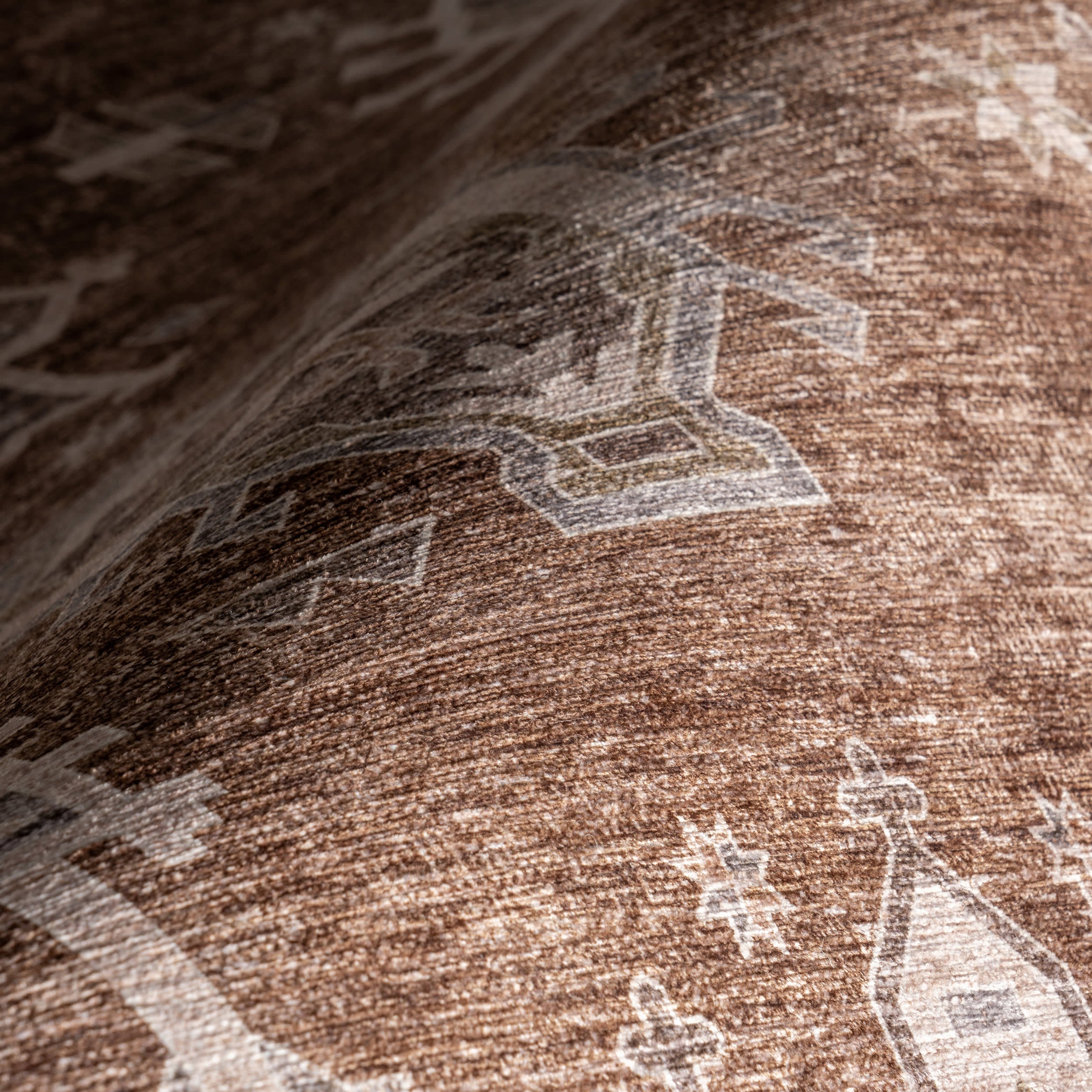 Thalia Medallion Spill Proof Washable Rug | Sienna Brown - Image 3