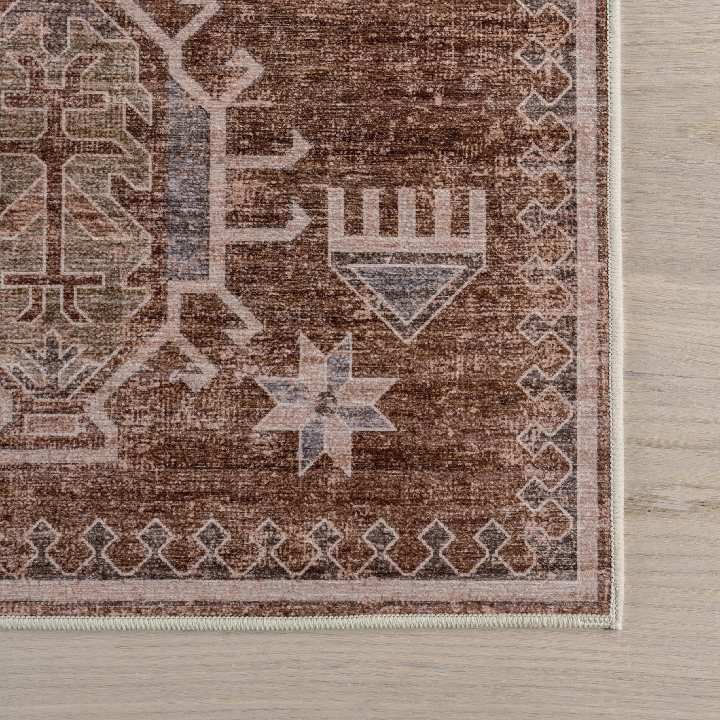 Thalia Medallion Spill Proof Washable Rug | Sienna Brown - Image 4