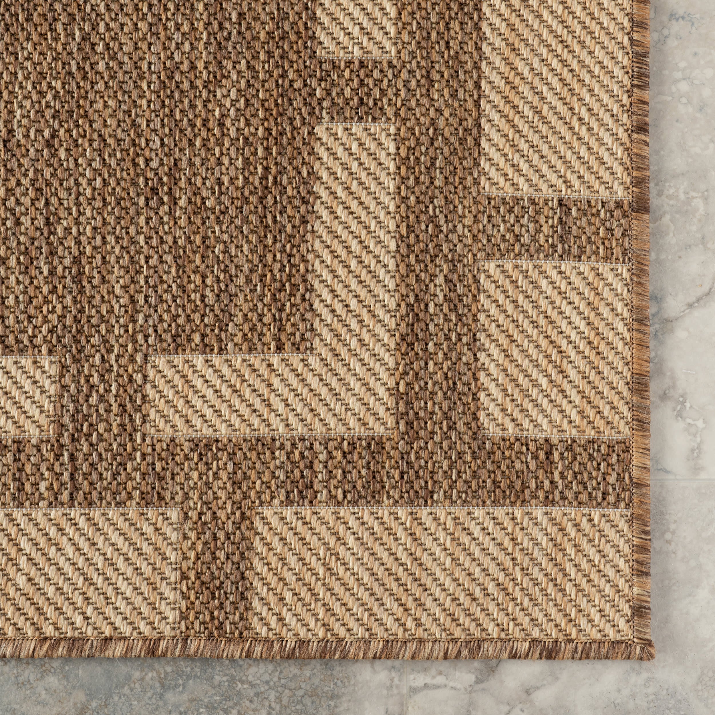Thalina Modern Checkered Indoor/Outdoor Rug | Light Brown - Image 4