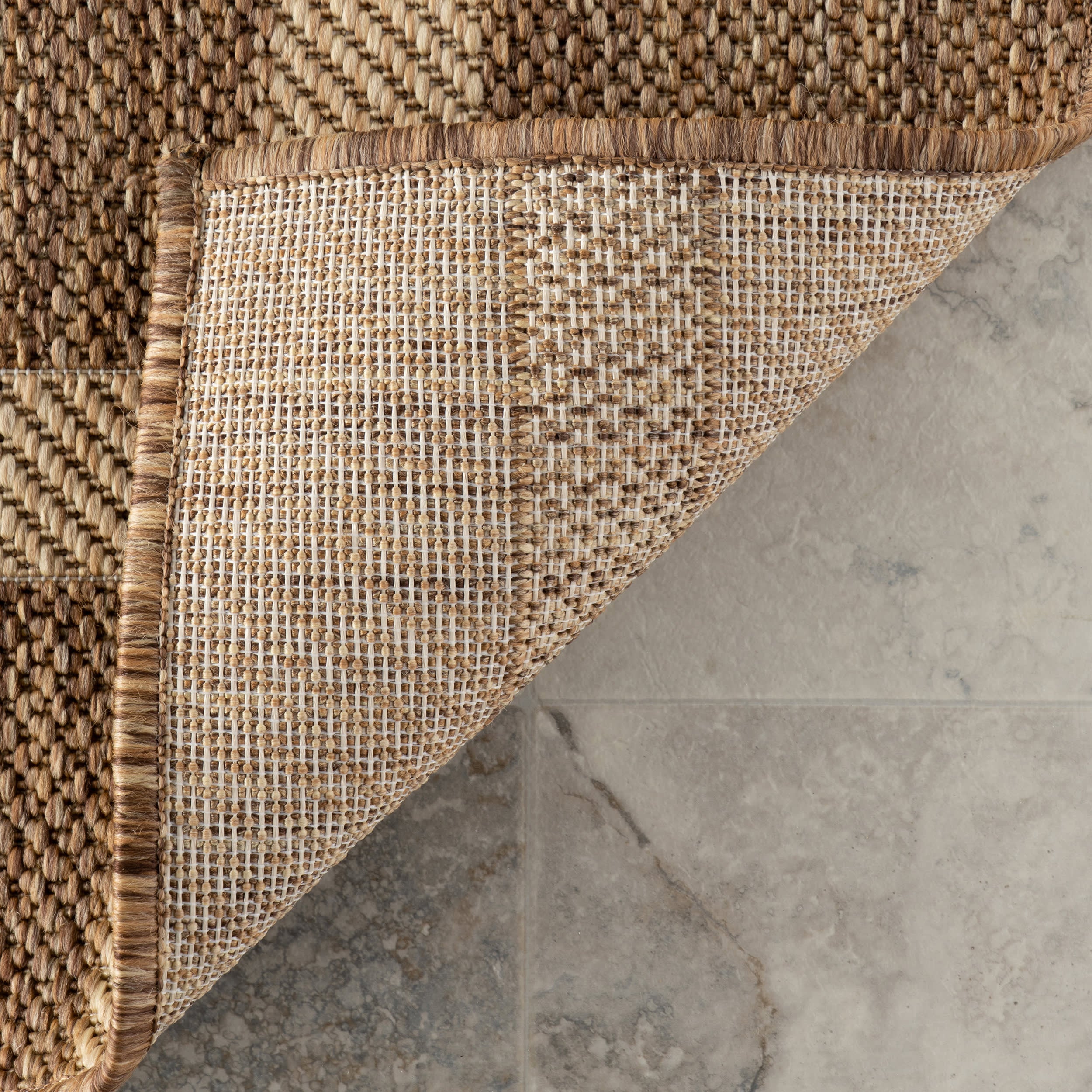 Thalina Modern Checkered Indoor/Outdoor Rug | Light Brown - Image 6