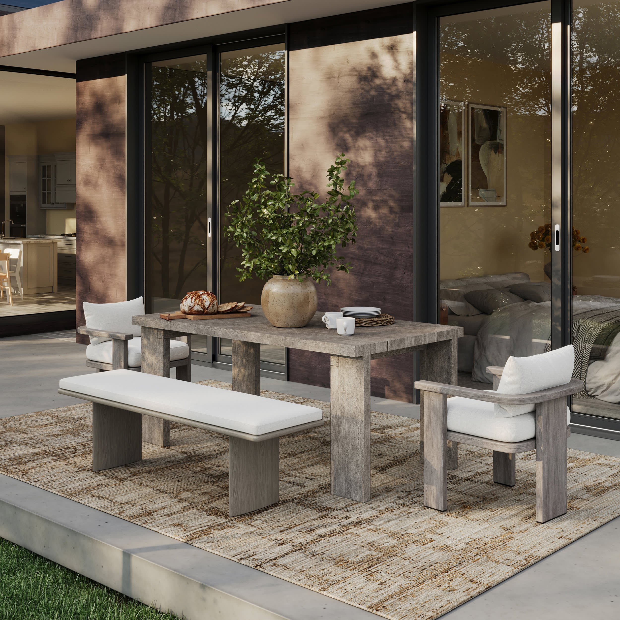 Thalyn Modern Woven Abstract Indoor/Outdoor Washable Rug | Beige - Image 2