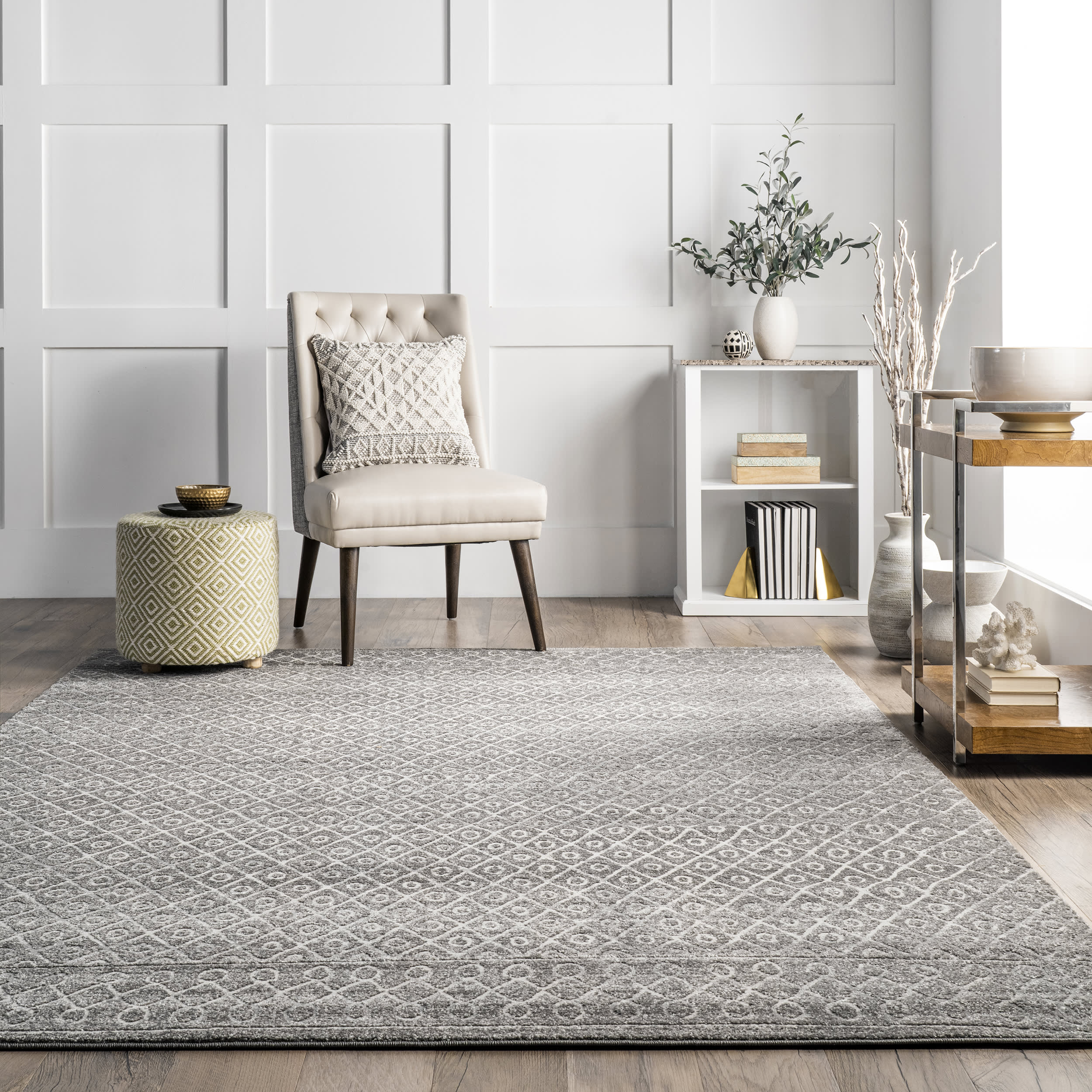 Thea Birdseye Trellis Rug | Beige - Image 4
