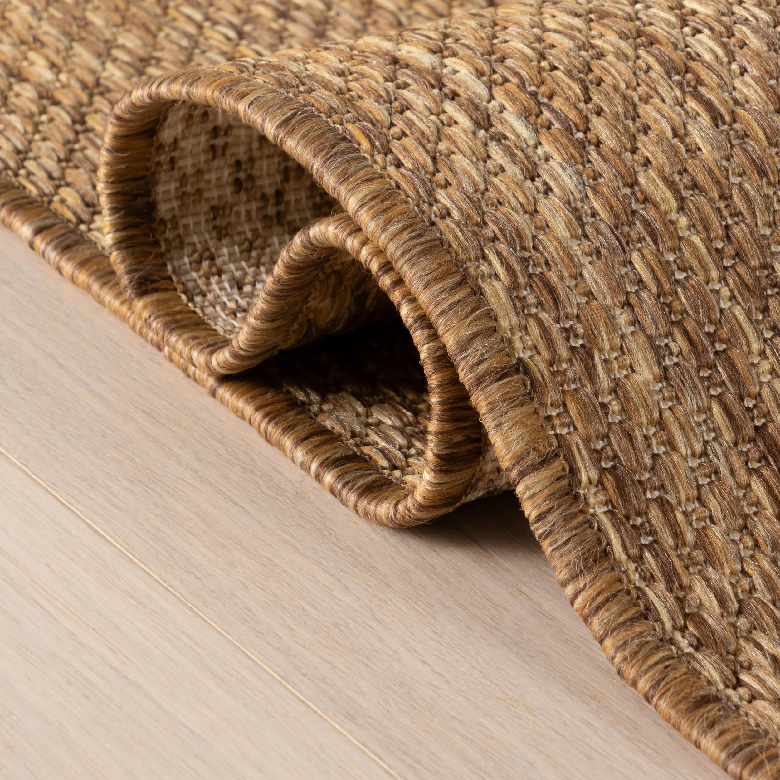 Thena Modern Bordered Indoor/Outdoor Rug | Brown - Image 10