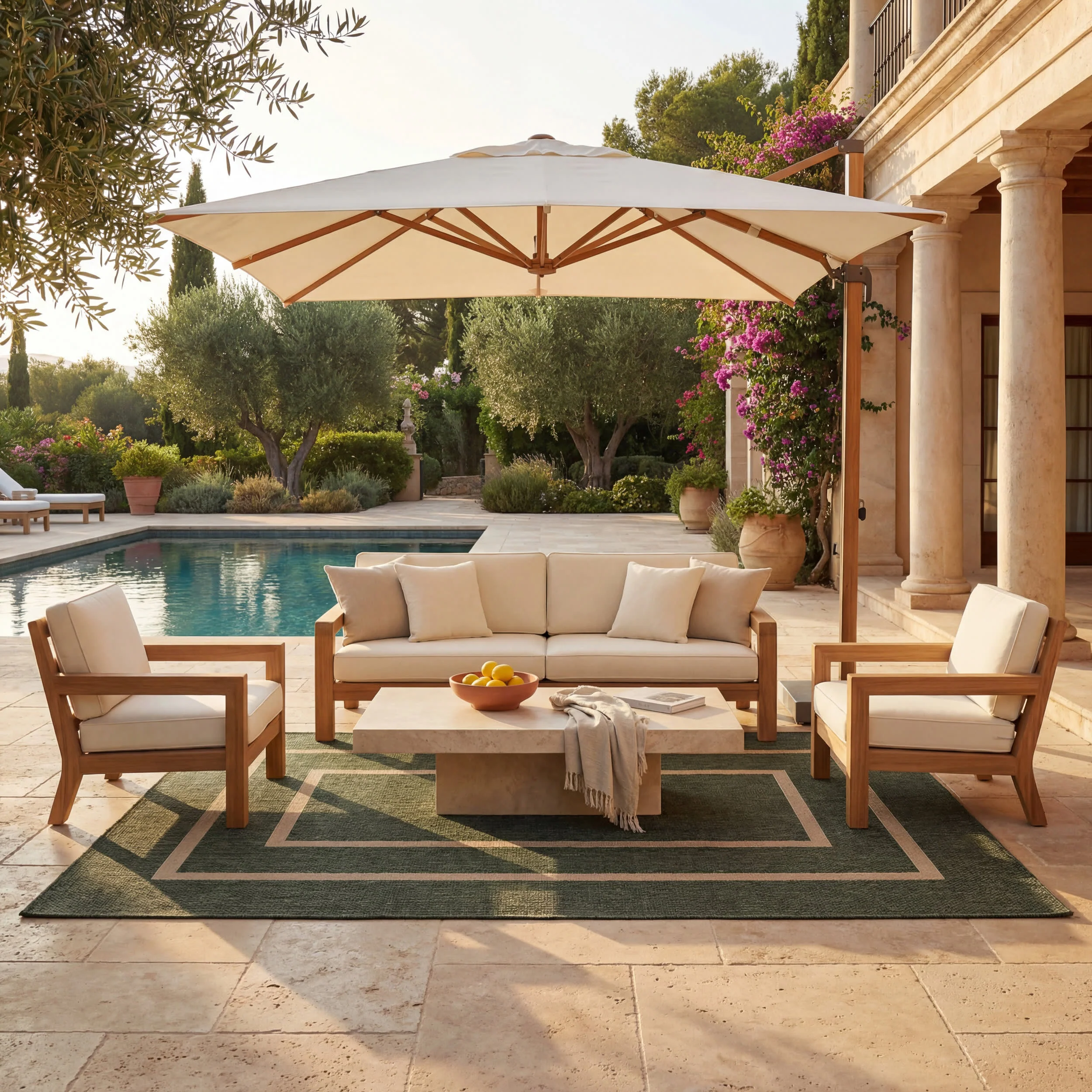Thena Modern Bordered Indoor/Outdoor Rug | Green - Image 2