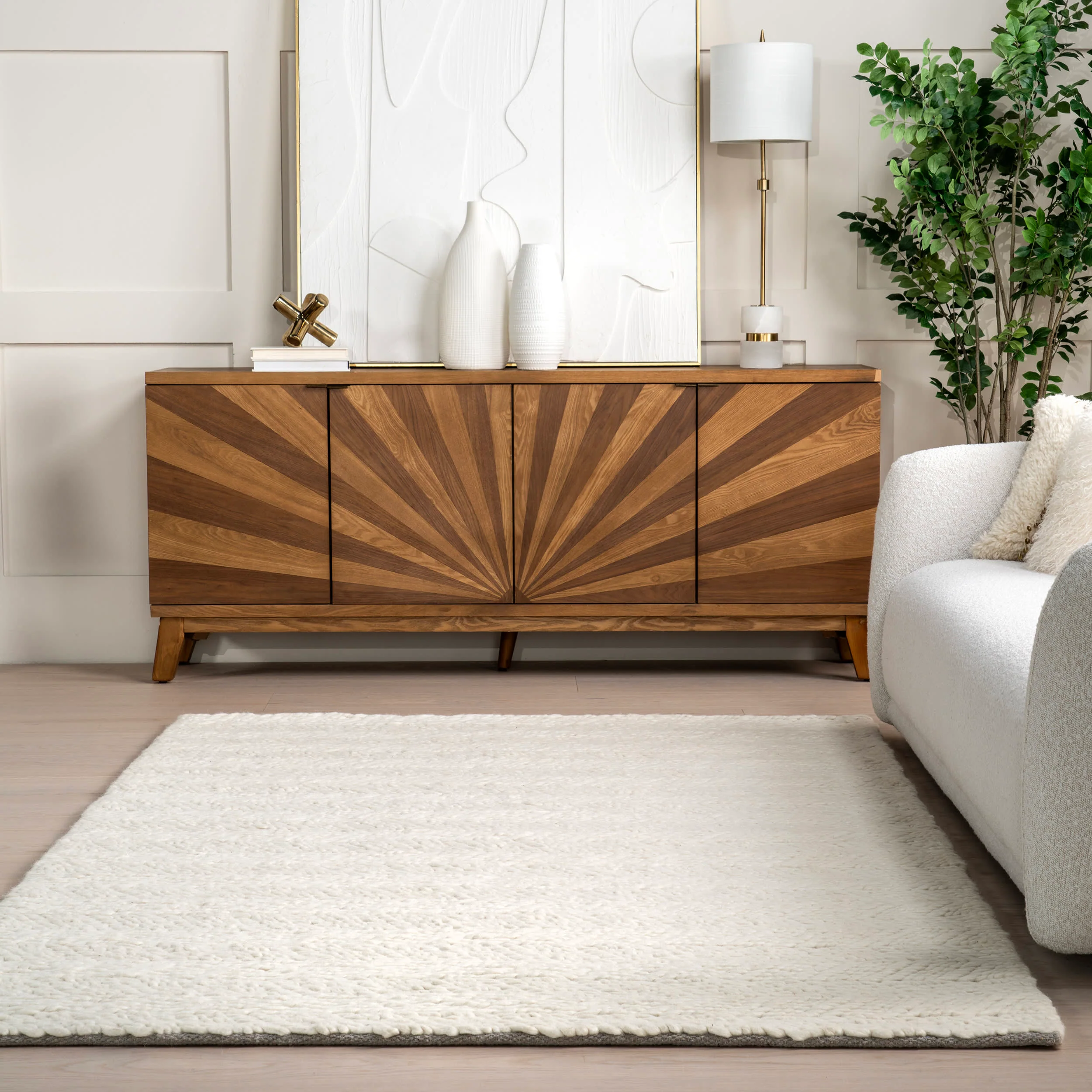 Therese Chevron Wool Rug | Ivory - Image 4