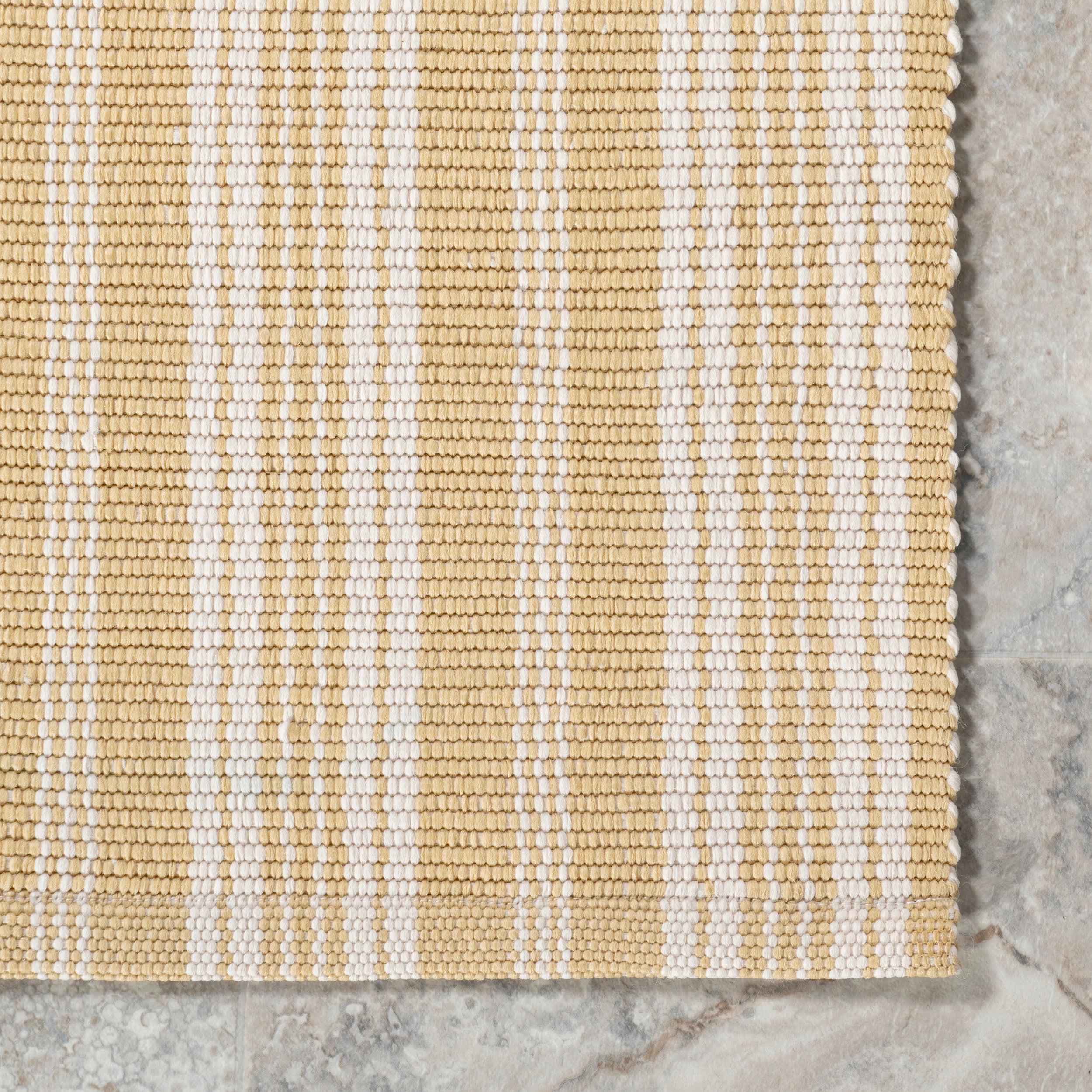 Ticking Stripe Handwoven Indoor/Outdoor Rug | Beige - Image 3