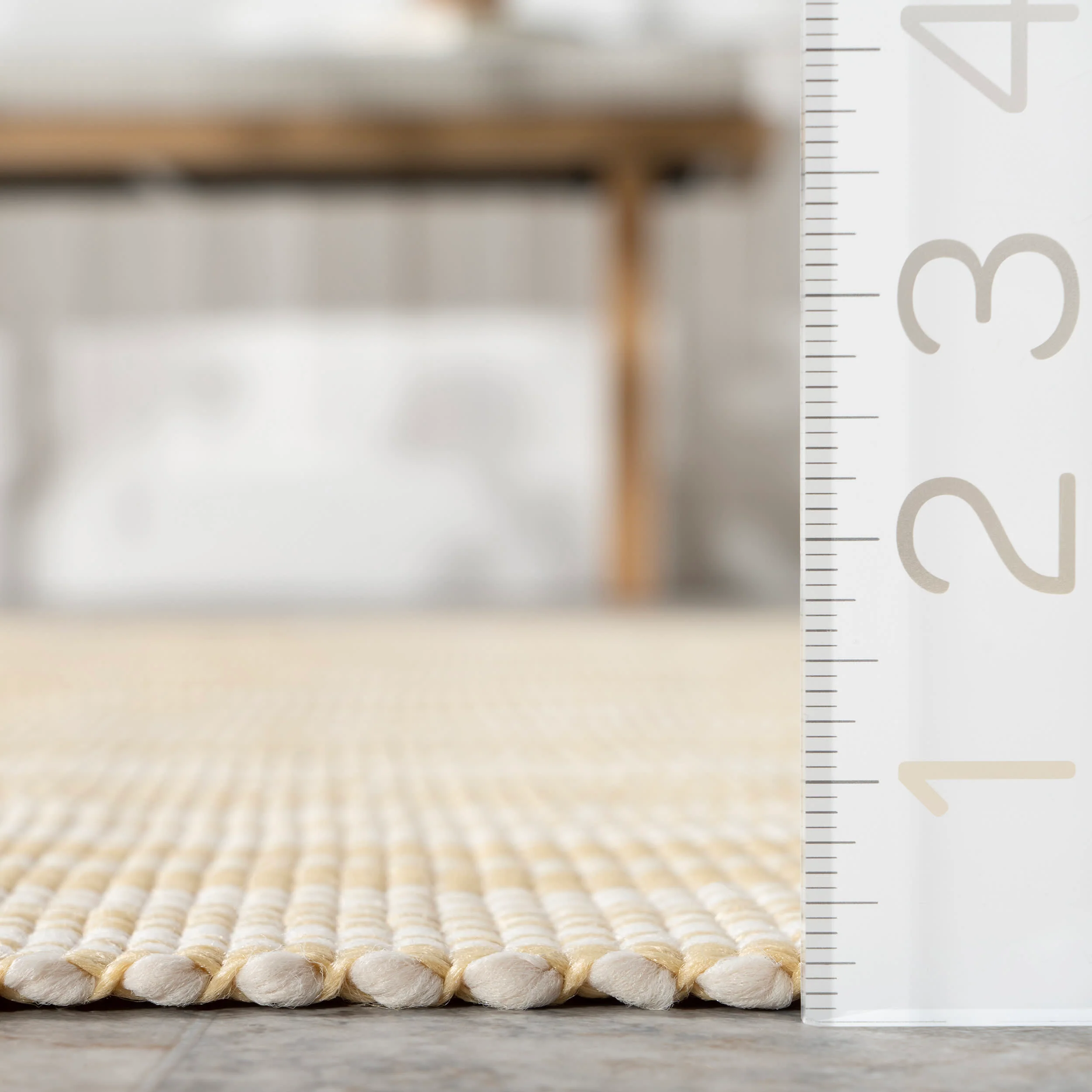 Ticking Stripe Handwoven Indoor/Outdoor Rug | Beige - Image 5