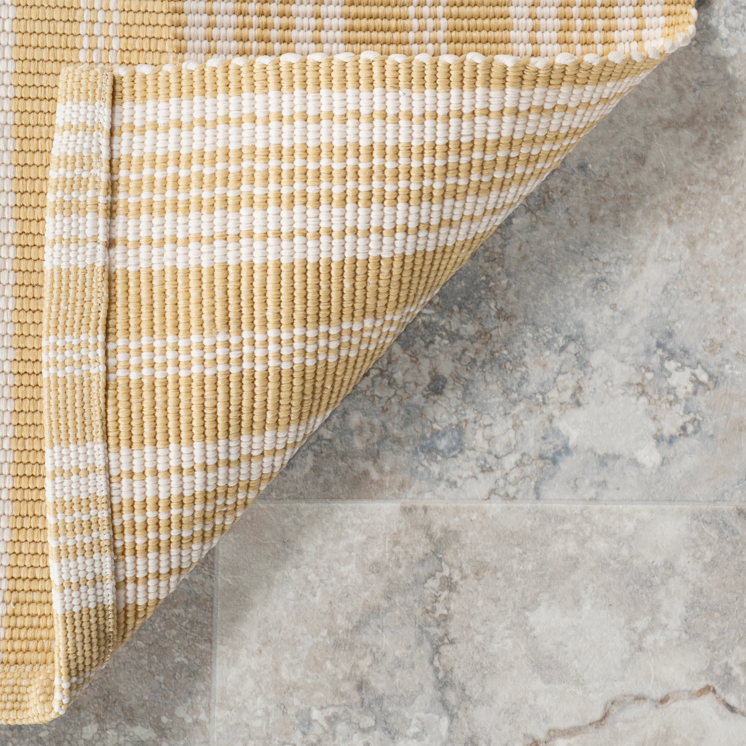 Ticking Stripe Handwoven Indoor/Outdoor Rug | Beige - Image 6