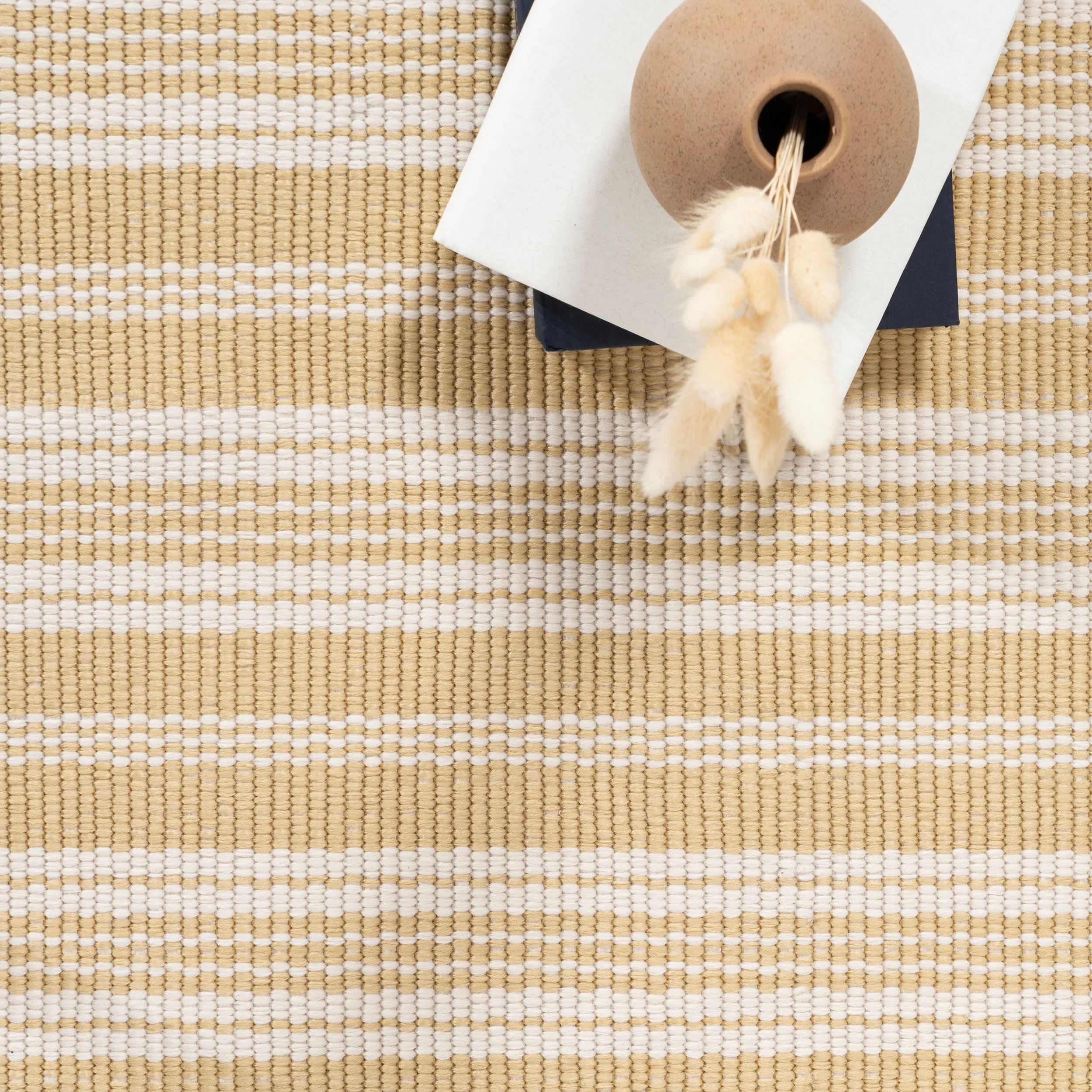 Ticking Stripe Handwoven Indoor/Outdoor Rug | Beige - Image 7