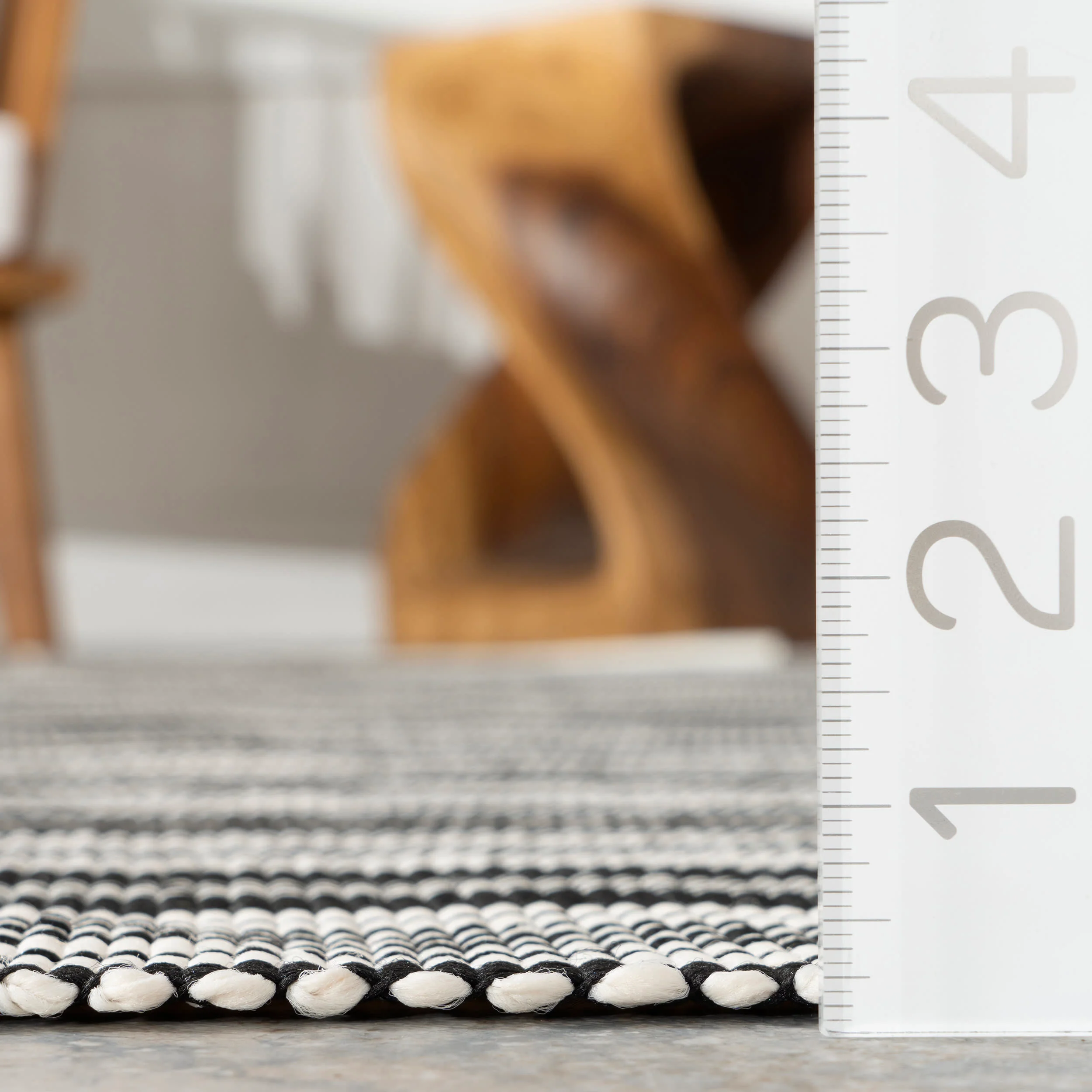 Ticking Stripe Handwoven Indoor/Outdoor Rug | Black - Image 5