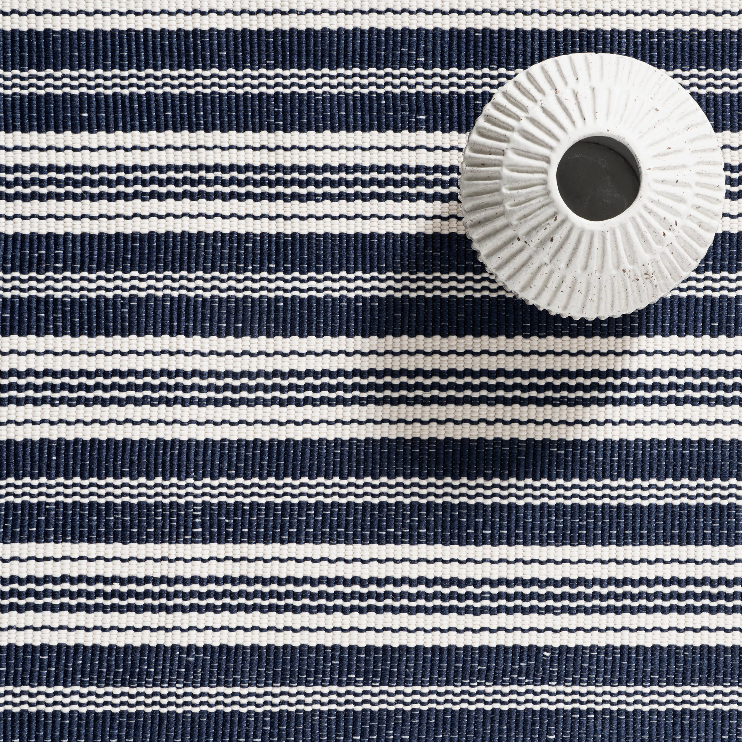 Ticking Stripe Handwoven Indoor/Outdoor Rug | Blue - Image 7