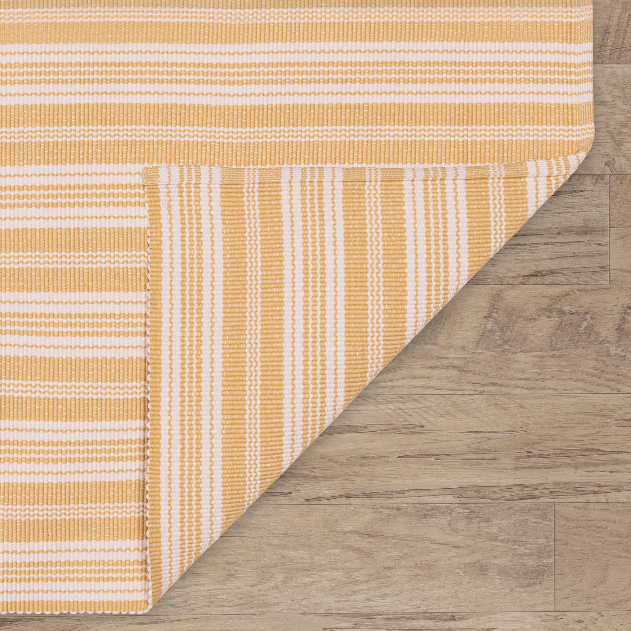 Ticking Stripe Handwoven Indoor/Outdoor Rug | Gold/Ivory - Image 6