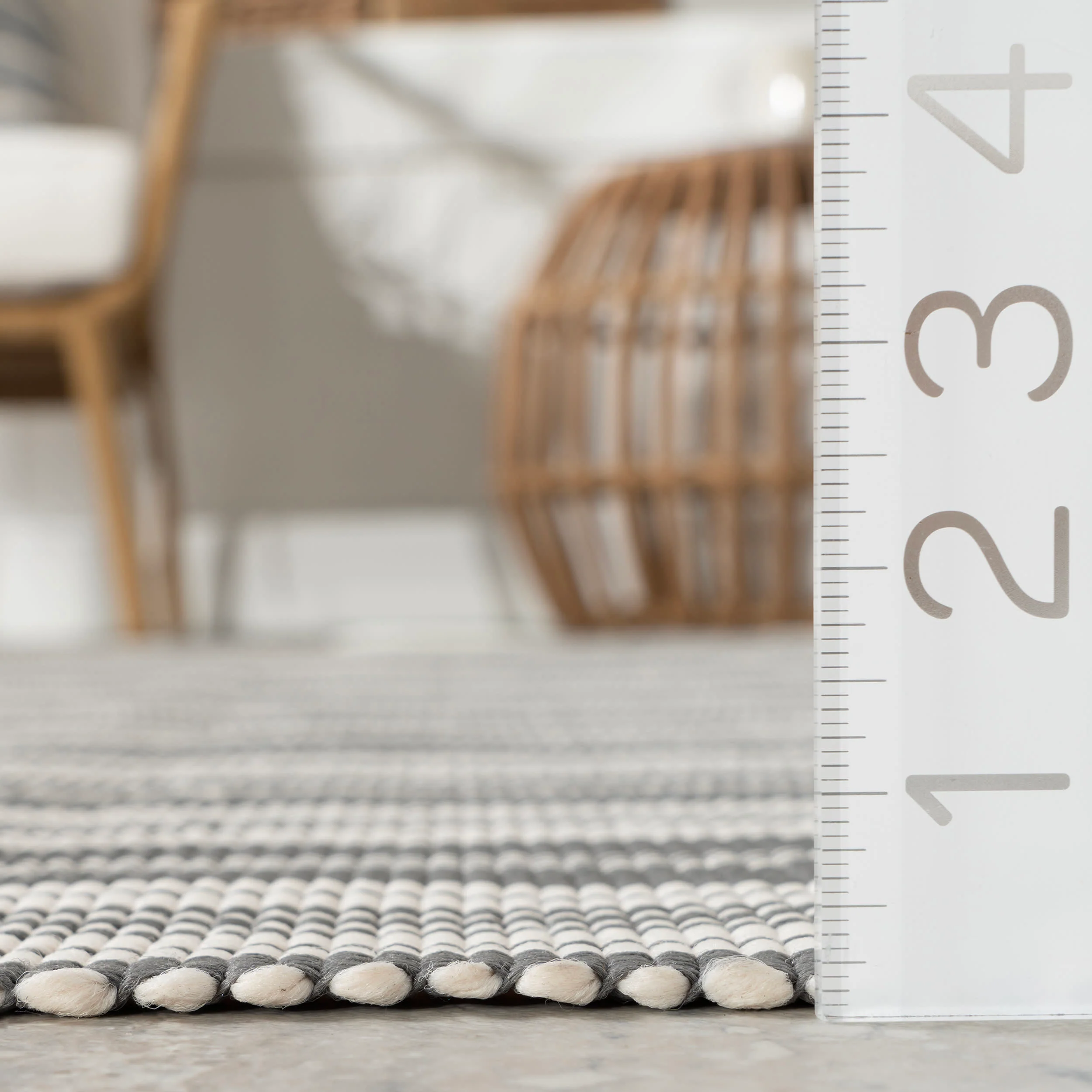 Ticking Stripe Handwoven Indoor/Outdoor Rug | Grey - Image 5