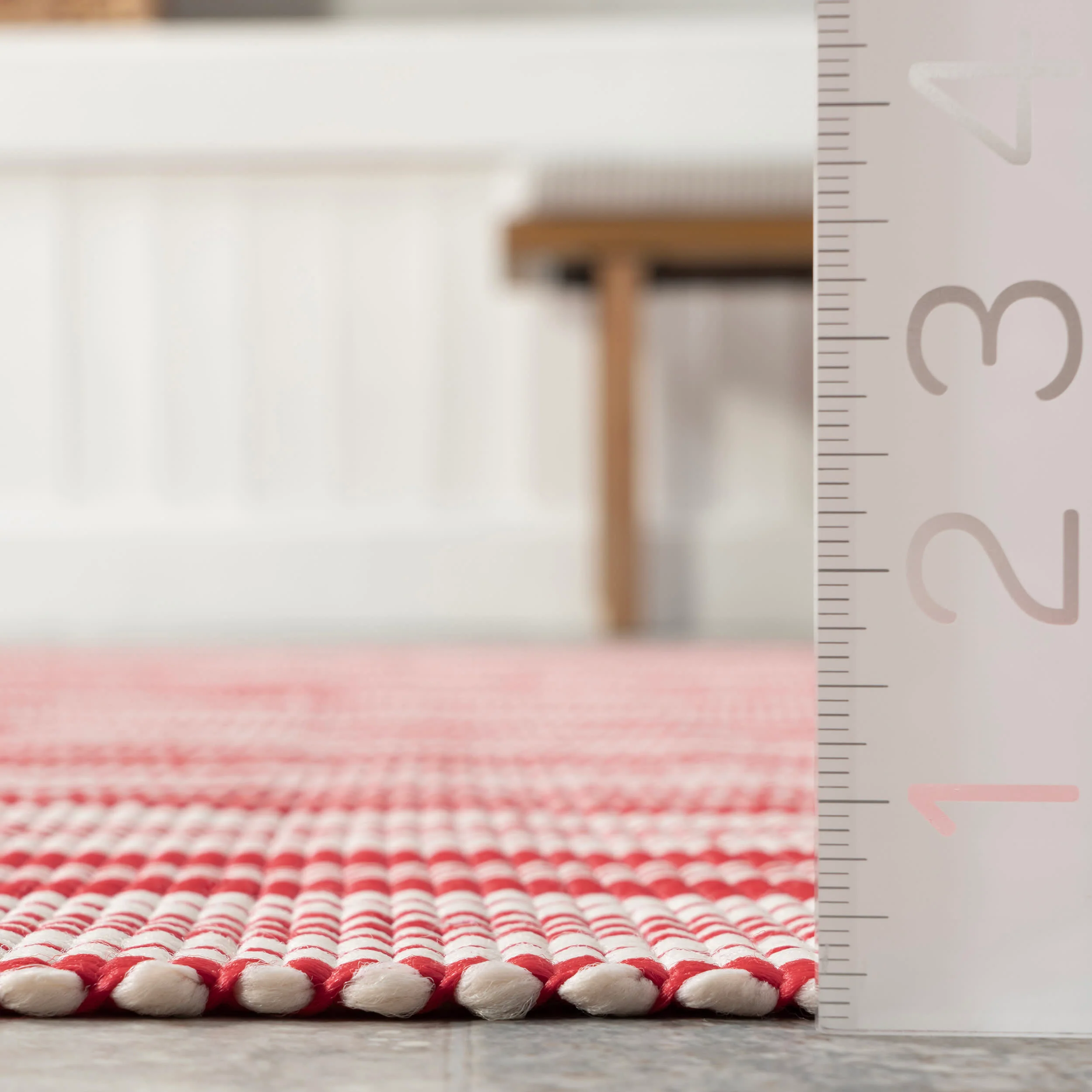 Ticking Stripe Handwoven Indoor/Outdoor Rug | Red - Image 5