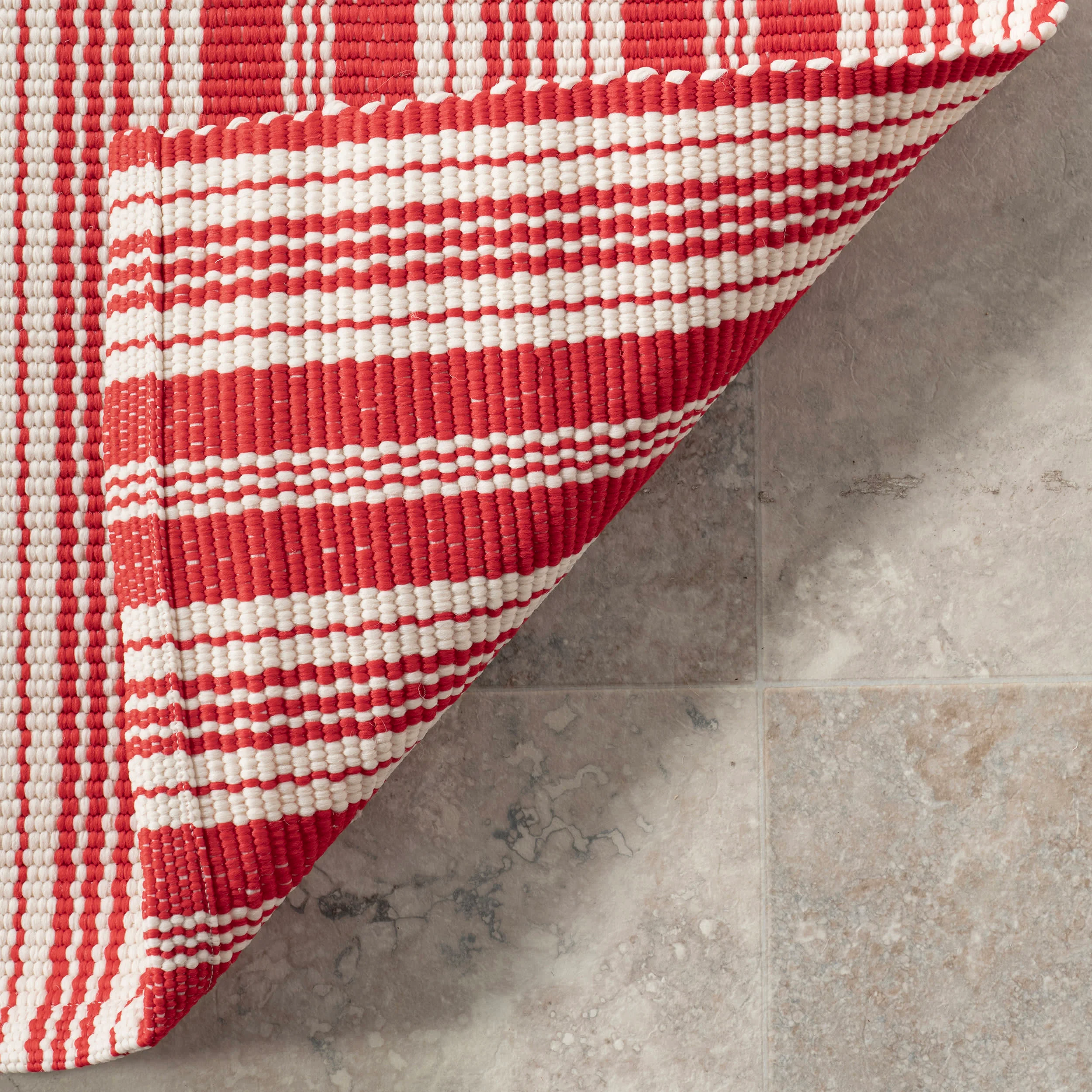 Ticking Stripe Handwoven Indoor/Outdoor Rug | Red - Image 6