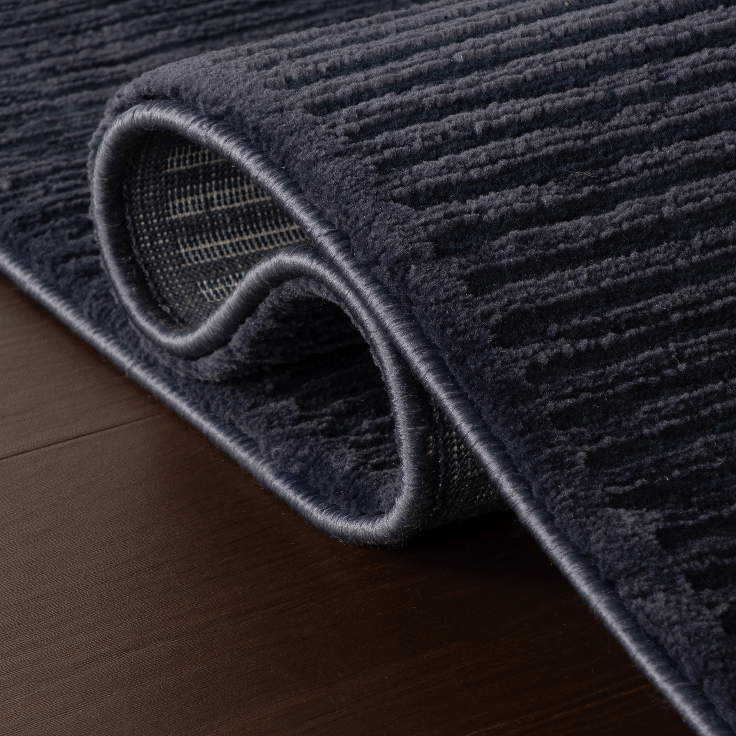Tiera Bordered Plush Textured Washable Rug | Blue - Image 11