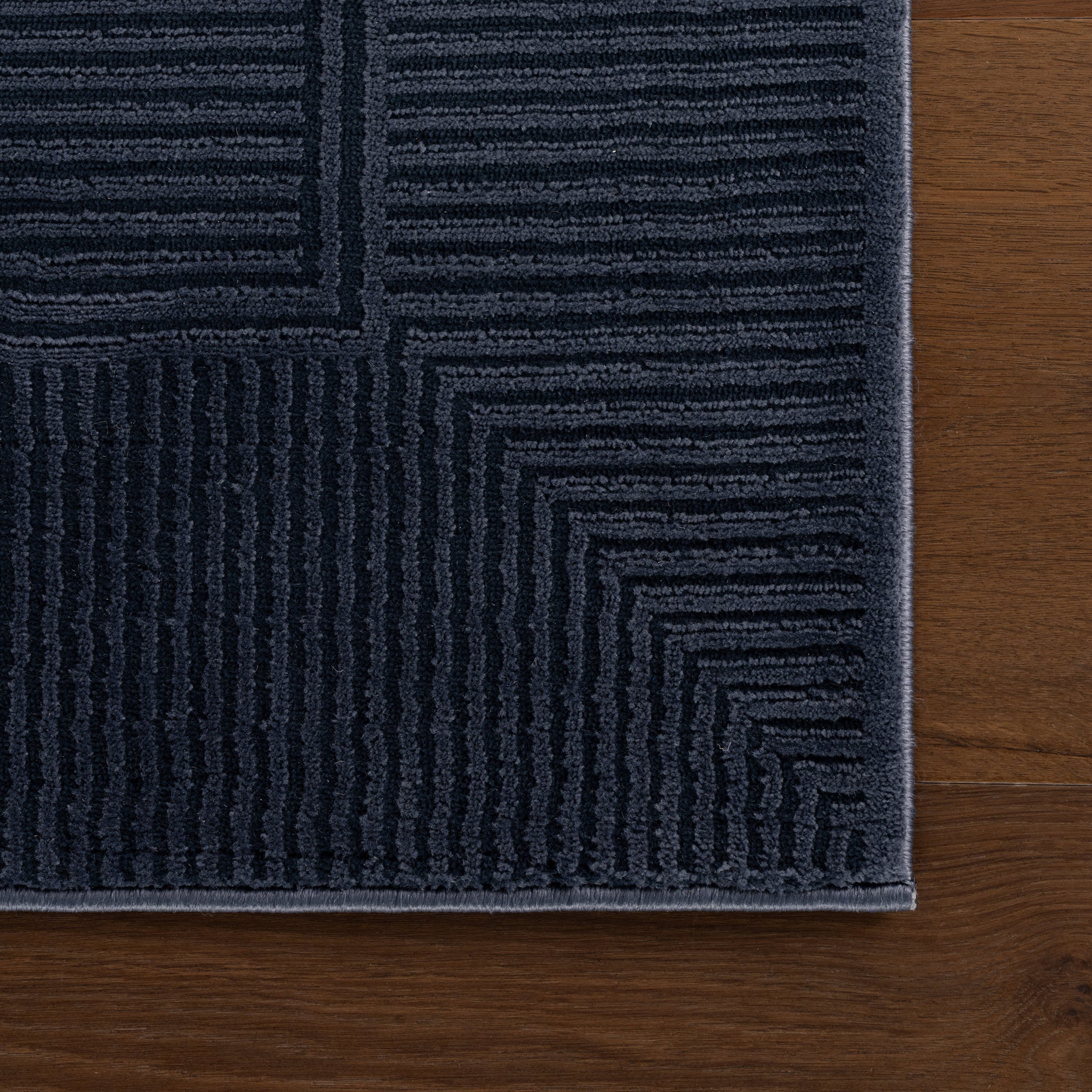 Tiera Bordered Plush Textured Washable Rug | Blue - Image 4