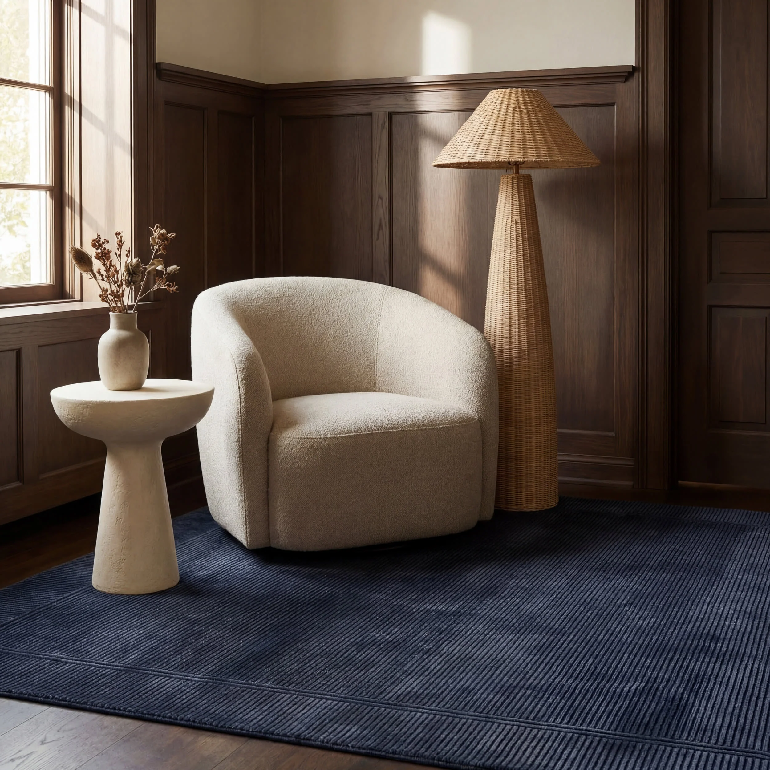 Tiera Bordered Plush Textured Washable Rug | Blue - Image 5