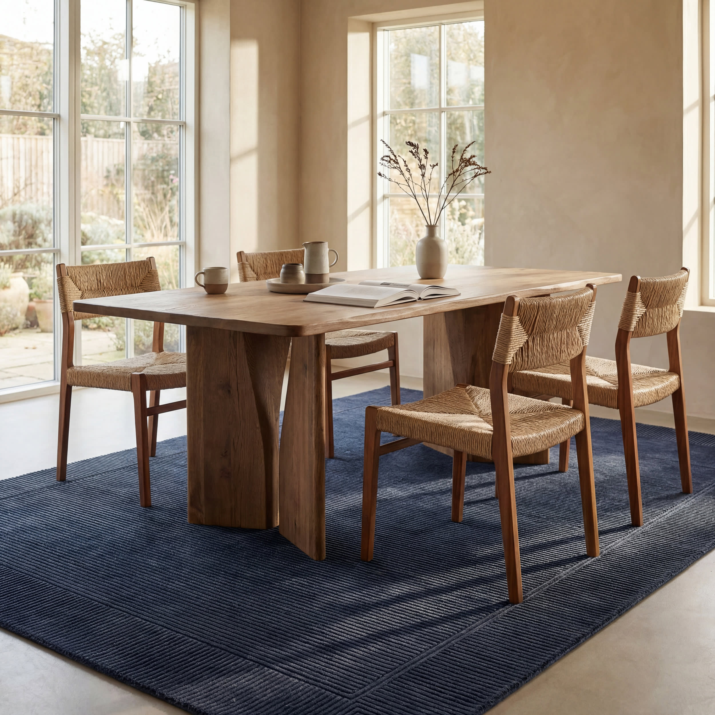 Tiera Bordered Plush Textured Washable Rug | Blue - Image 7