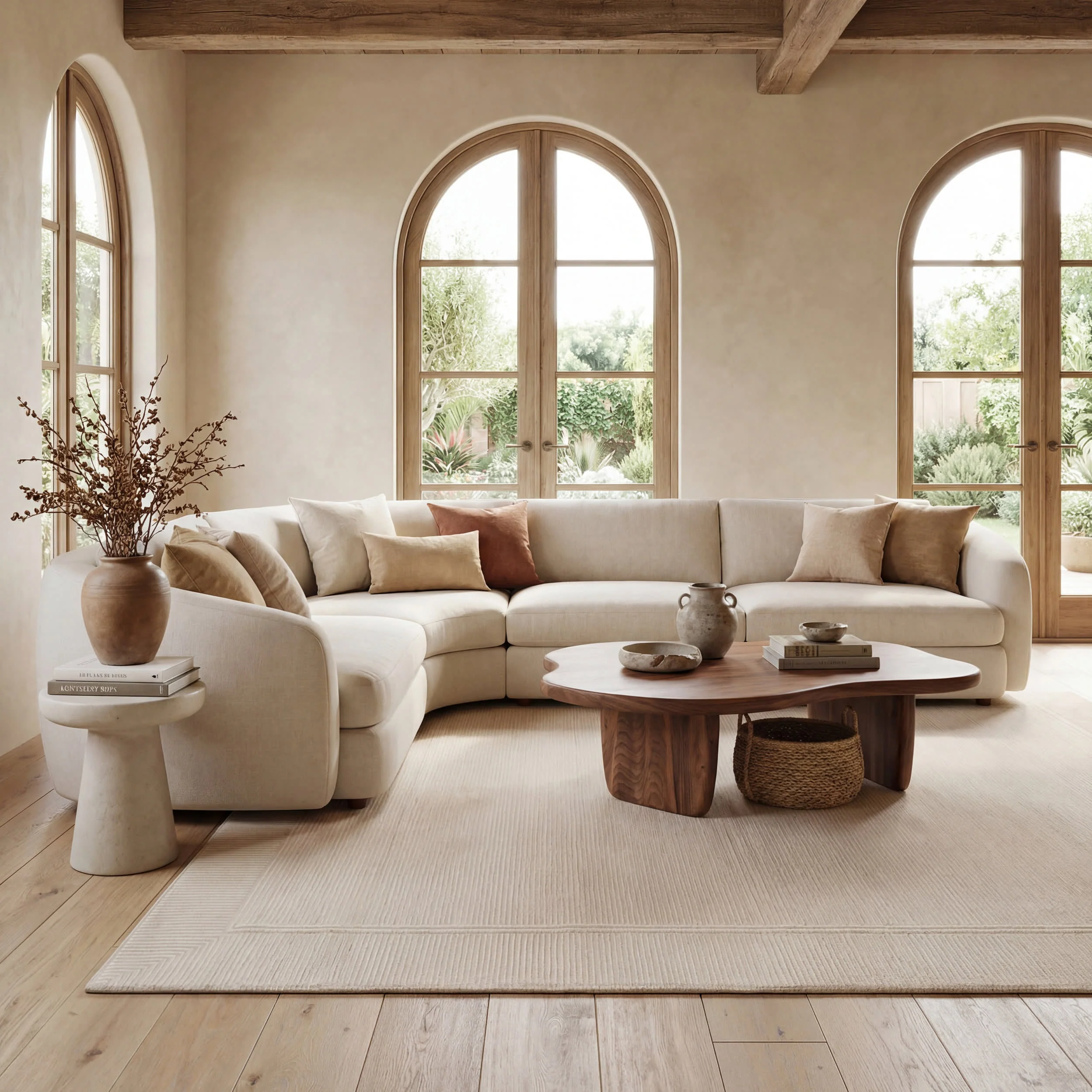 Tiera Bordered Plush Textured Washable Rug | Cream - Image 2