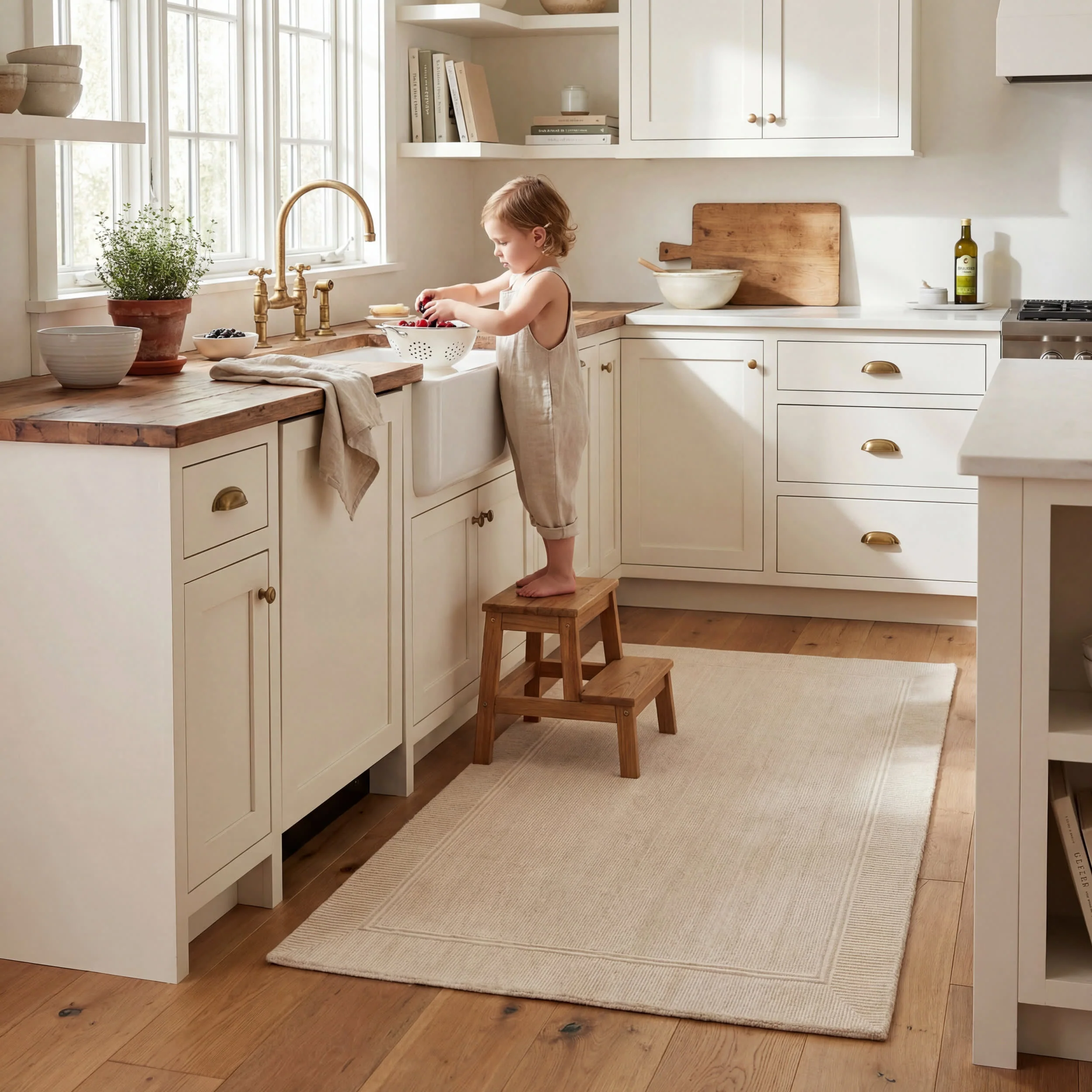 Tiera Bordered Plush Textured Washable Rug | Cream - Image 8