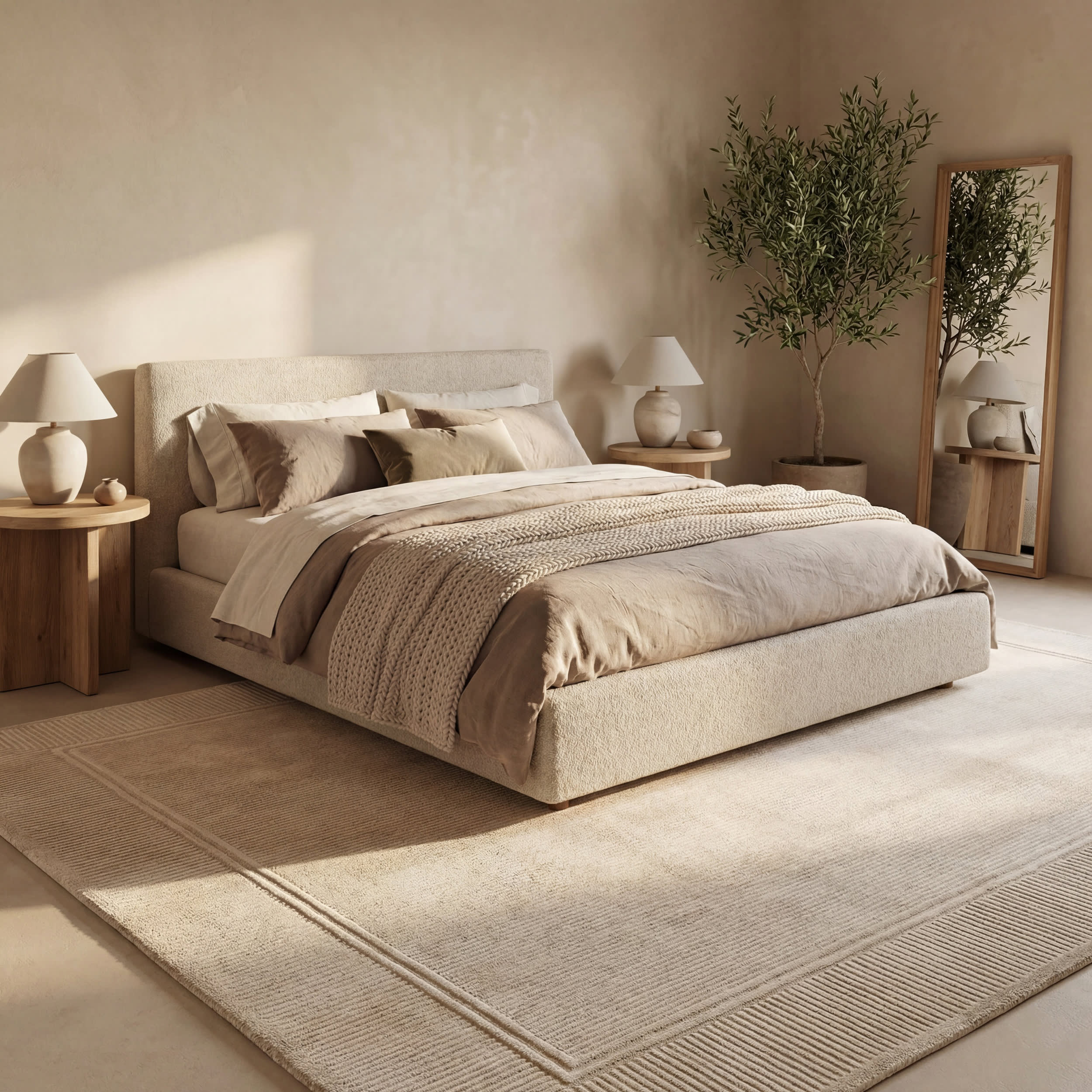 Tiera Bordered Plush Textured Washable Rug | Cream - Image 9