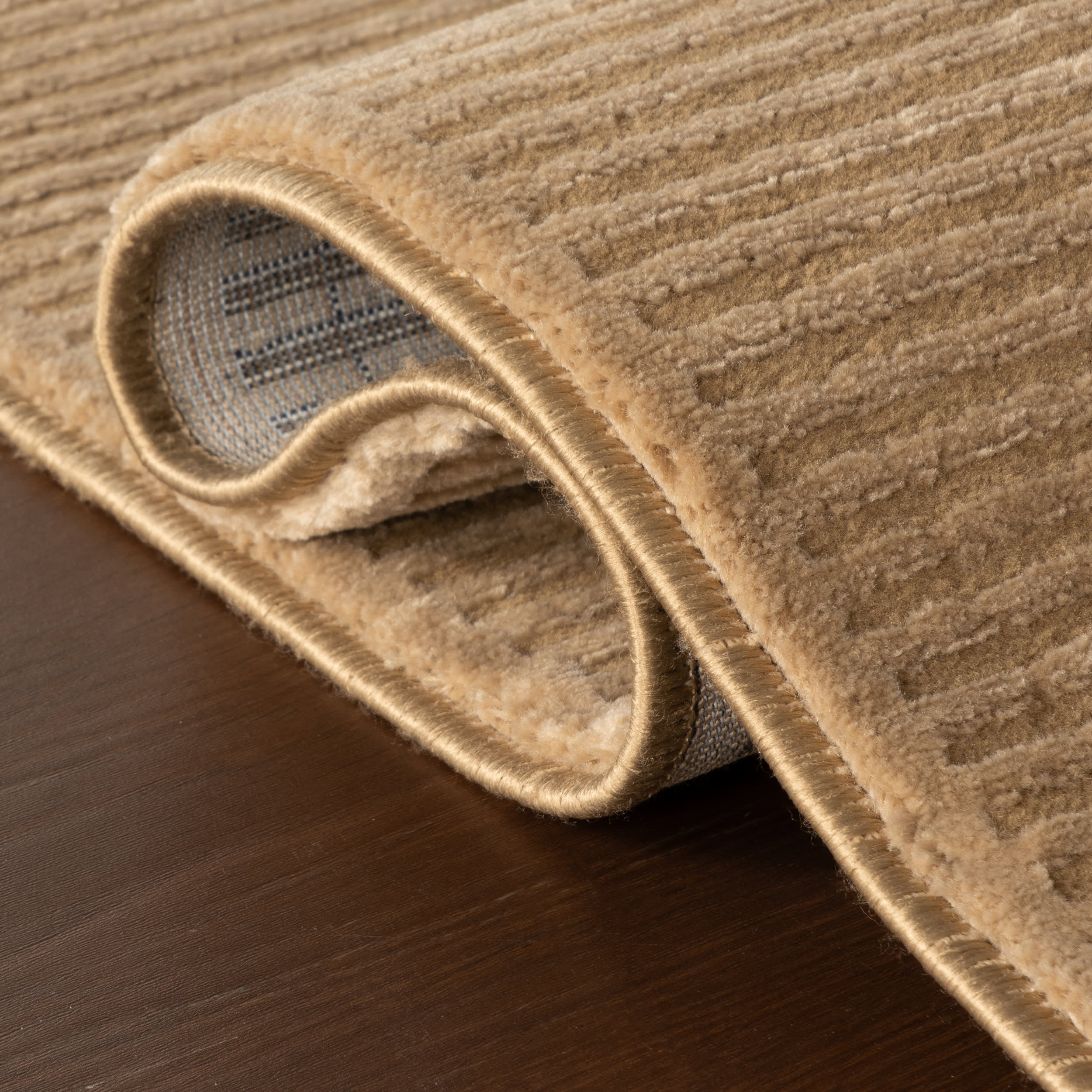 Tiera Bordered Plush Textured Washable Rug | Sand - Image 10