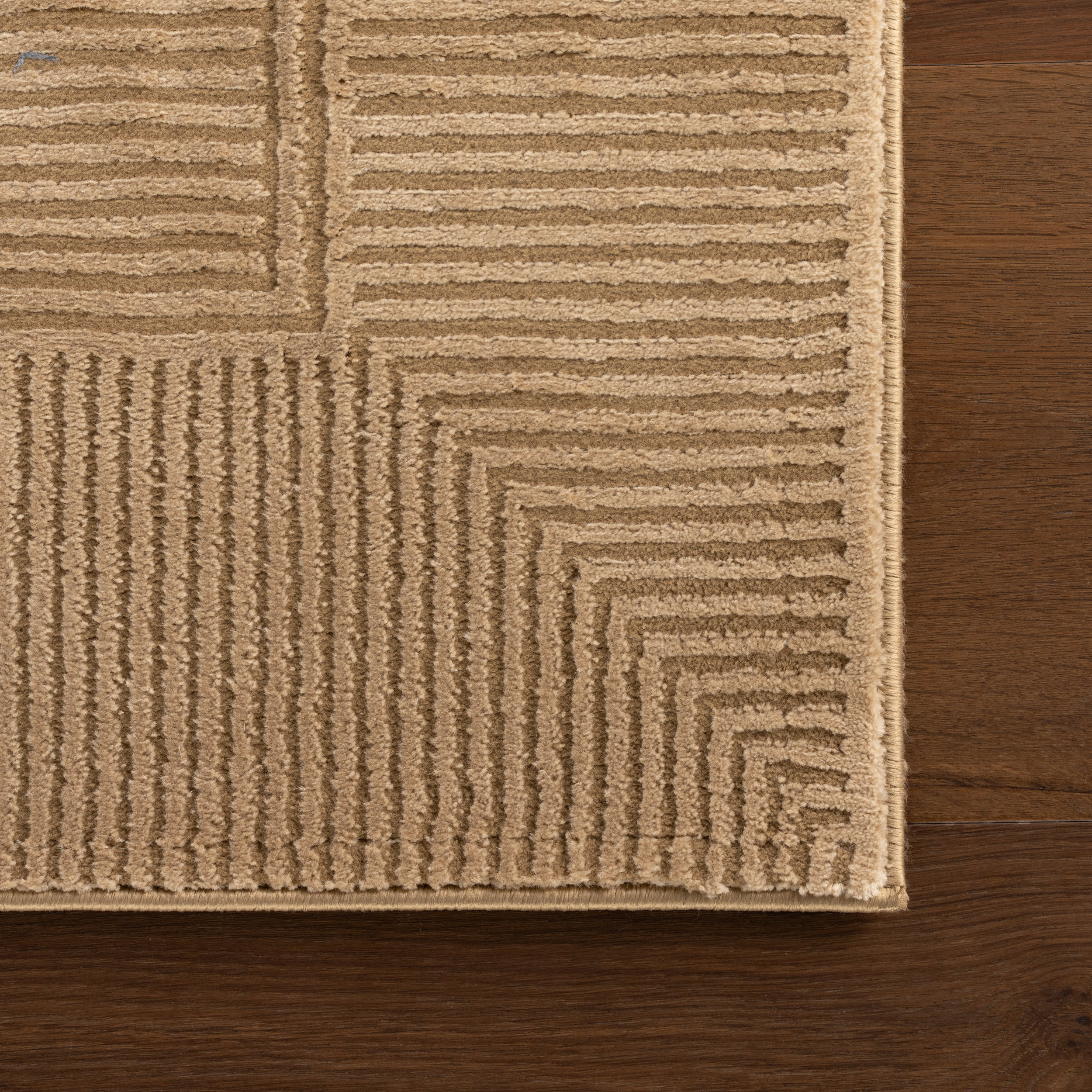 Tiera Bordered Plush Textured Washable Rug | Sand - Image 4