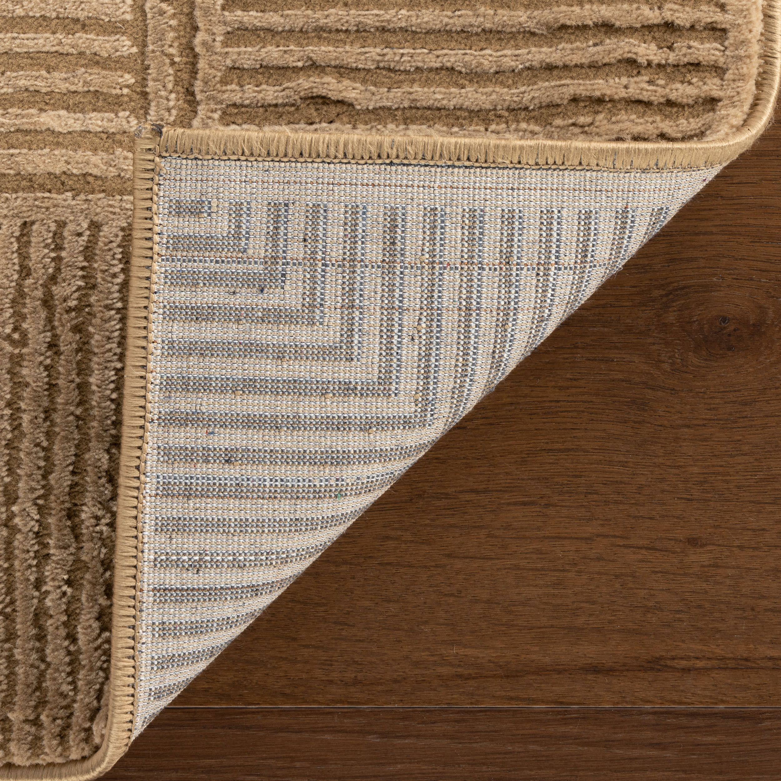 Tiera Bordered Plush Textured Washable Rug | Sand - Image 8