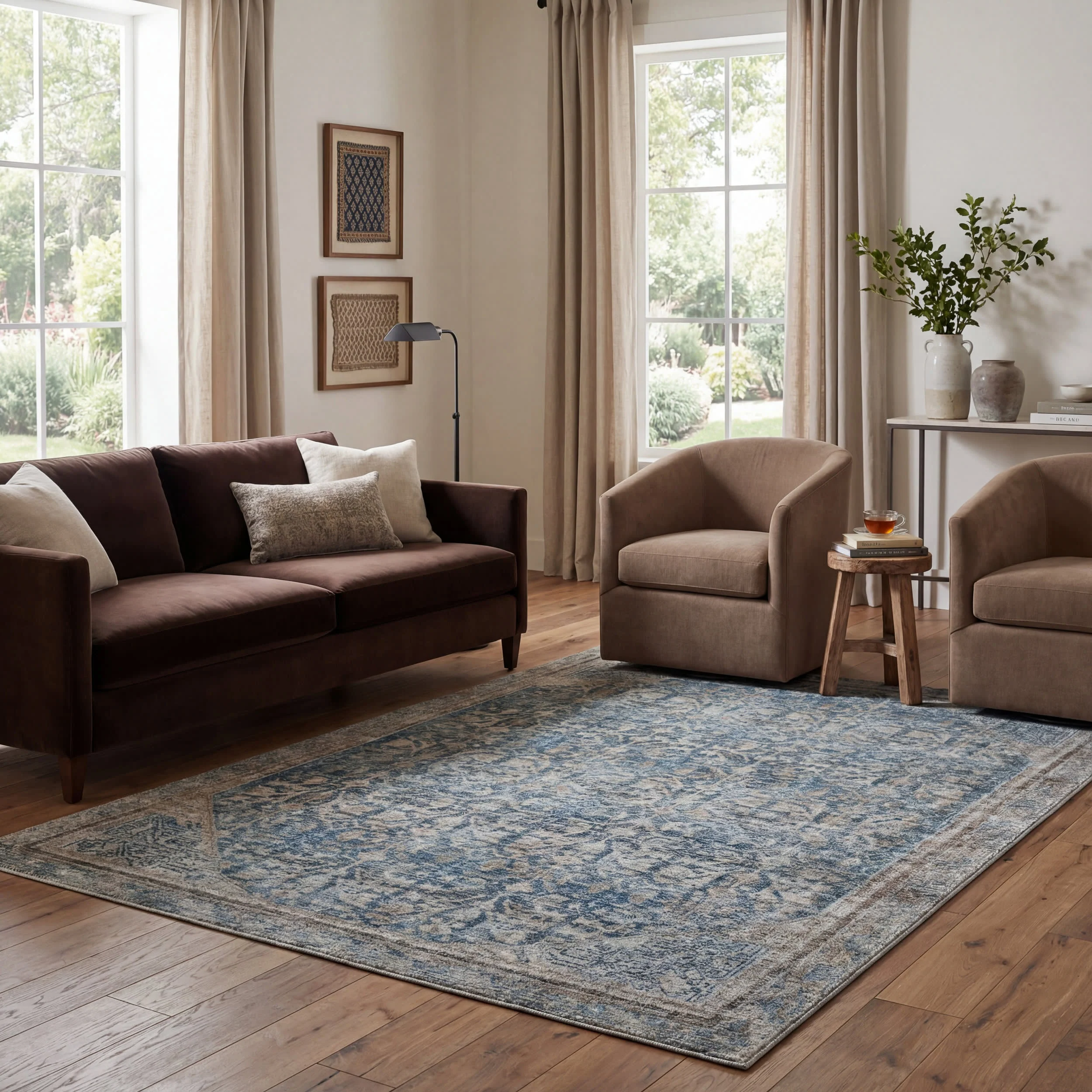 Tila Vintage & Distressed Washable Rug | Blue - Image 2
