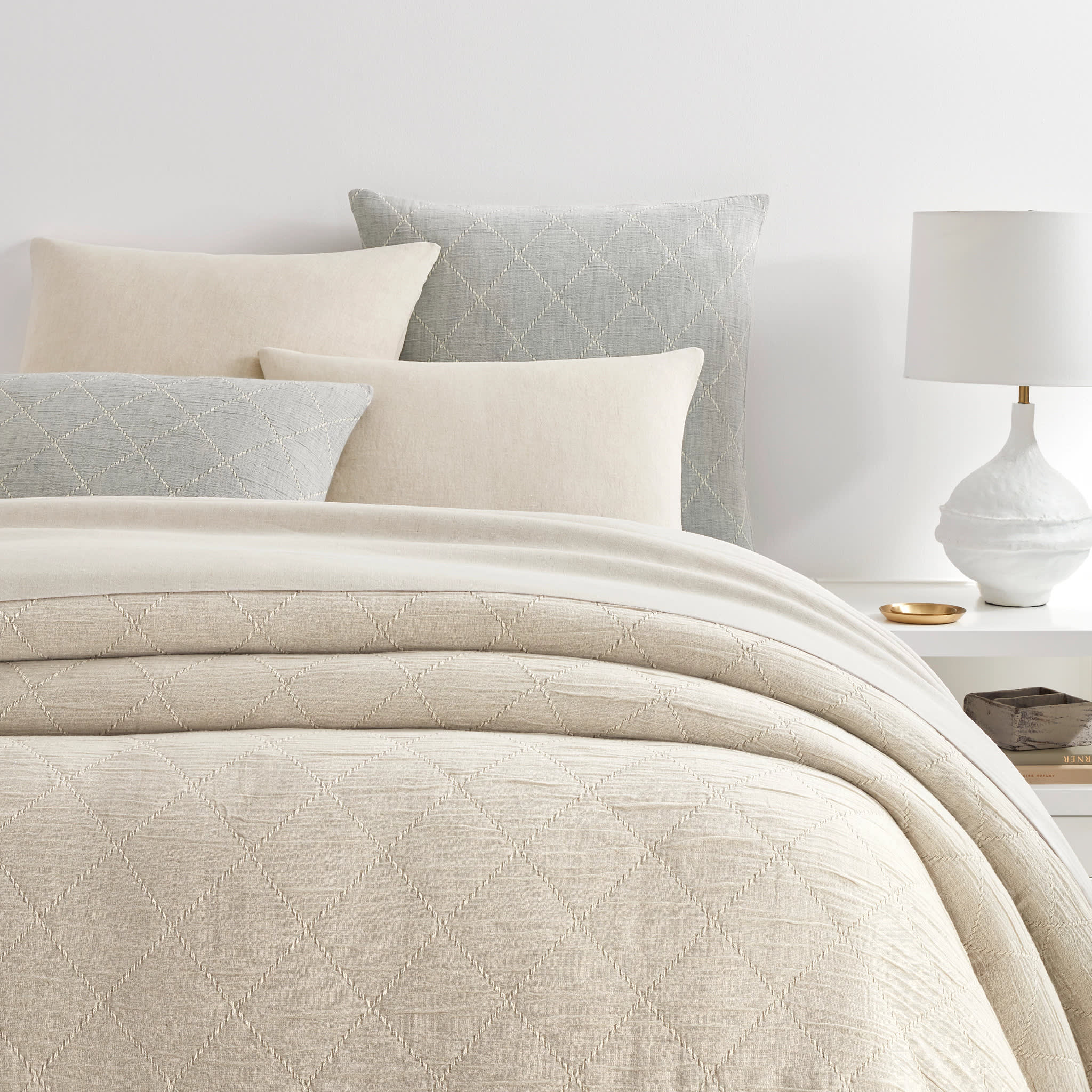 Tilden Matelasse Coverlet | Natural/Grey - Image 2