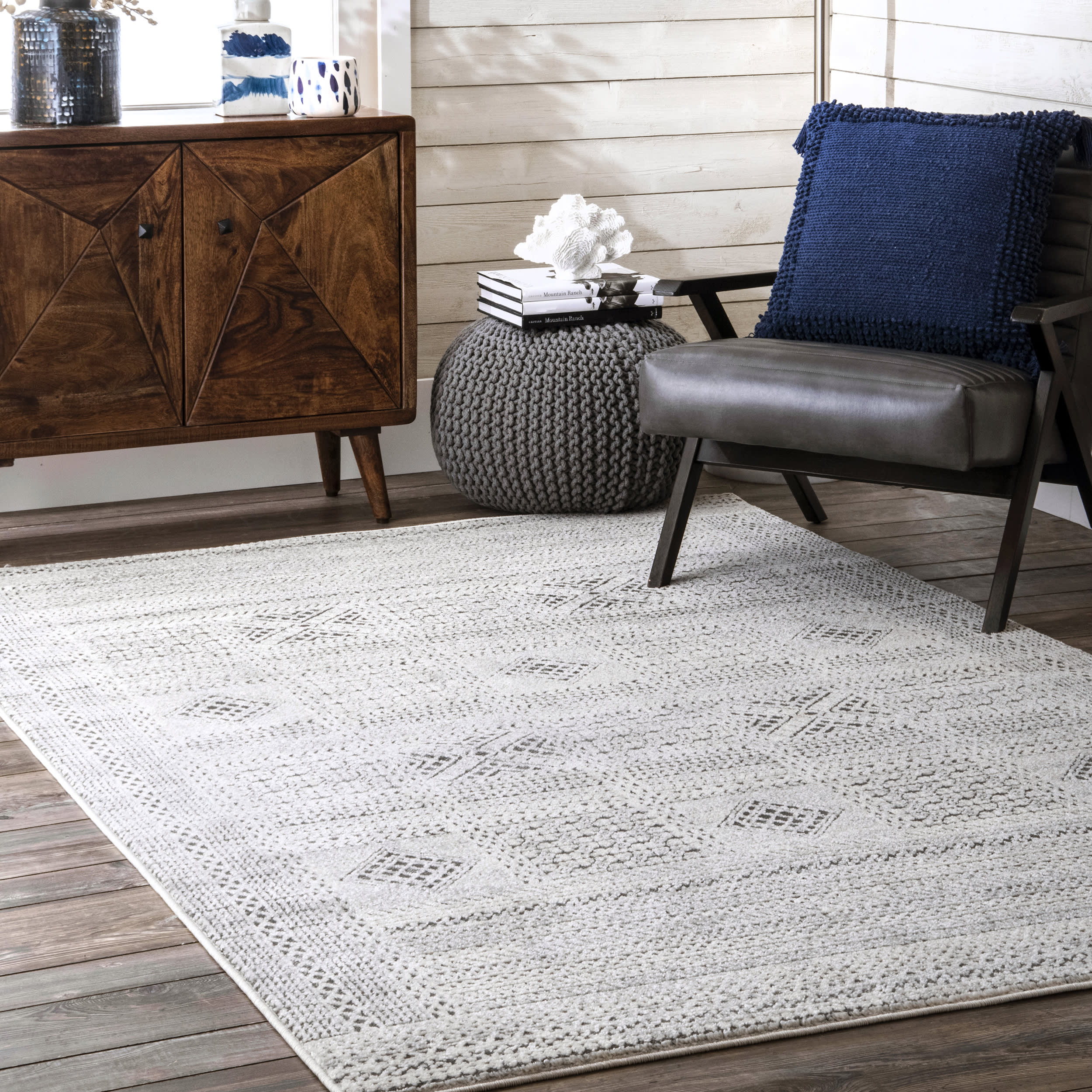 Tiled Patchwork Rug | Grey - Image 2