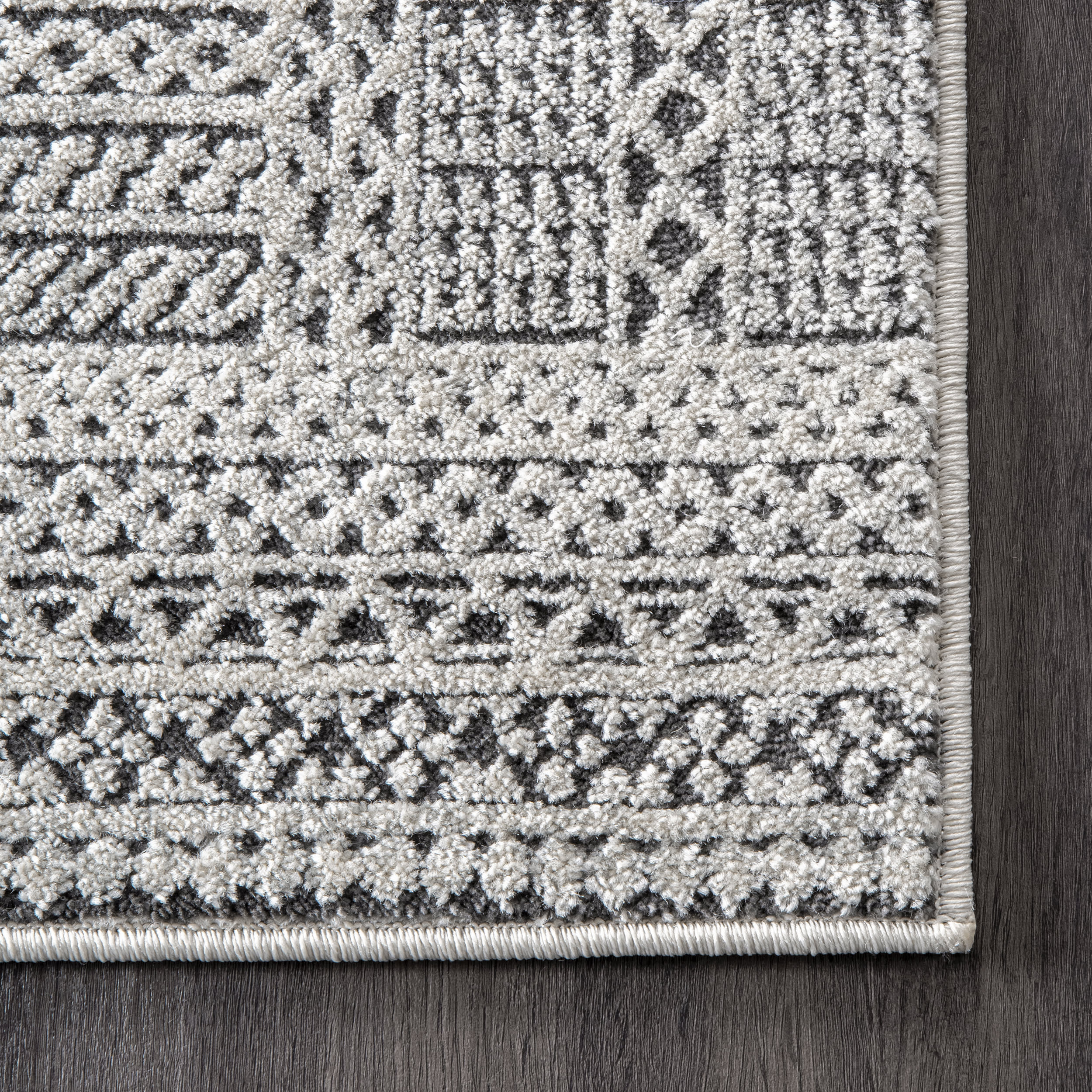 Tiled Patchwork Rug | Grey - Image 3
