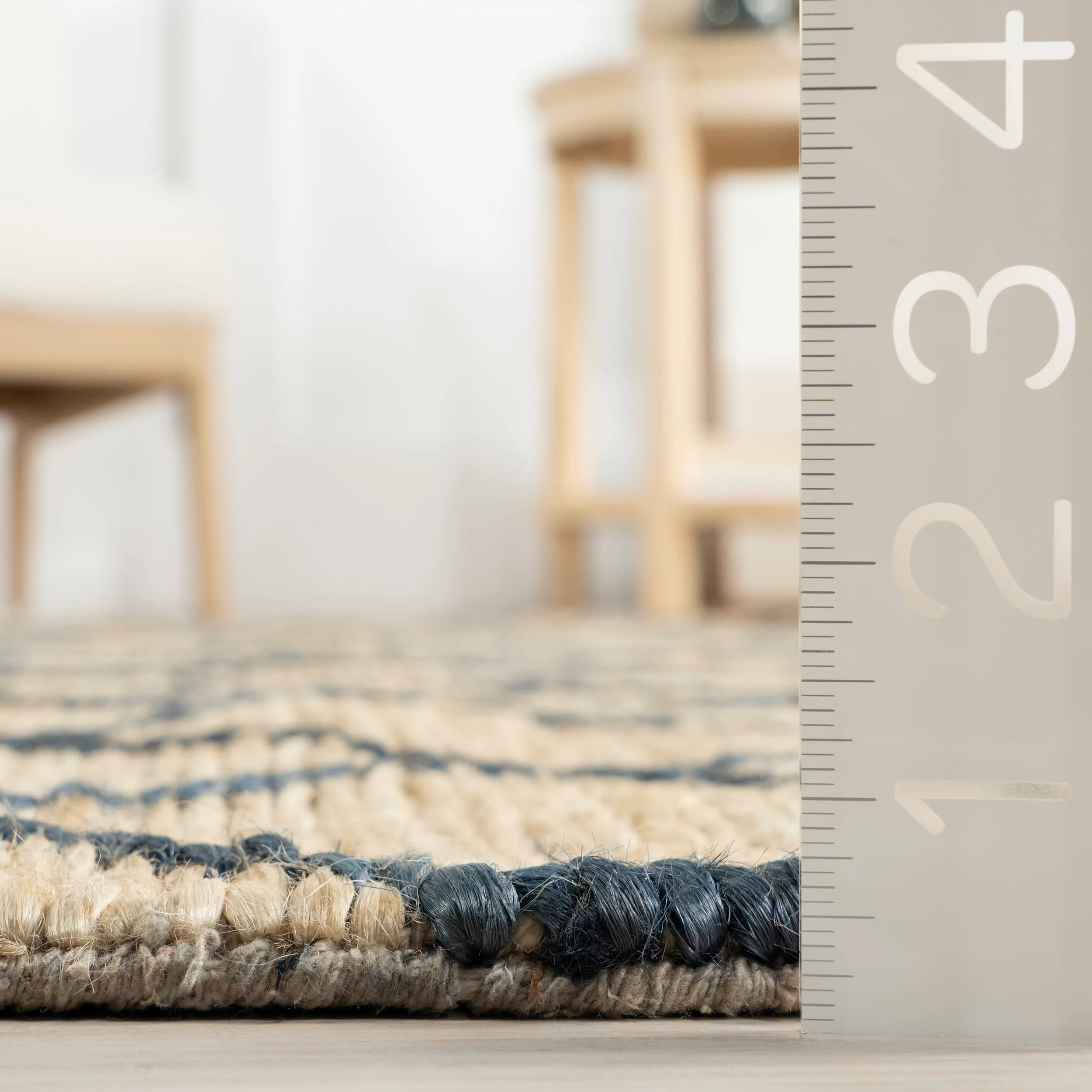 Tiles Handwoven Jute Rug | Blue - Image 5