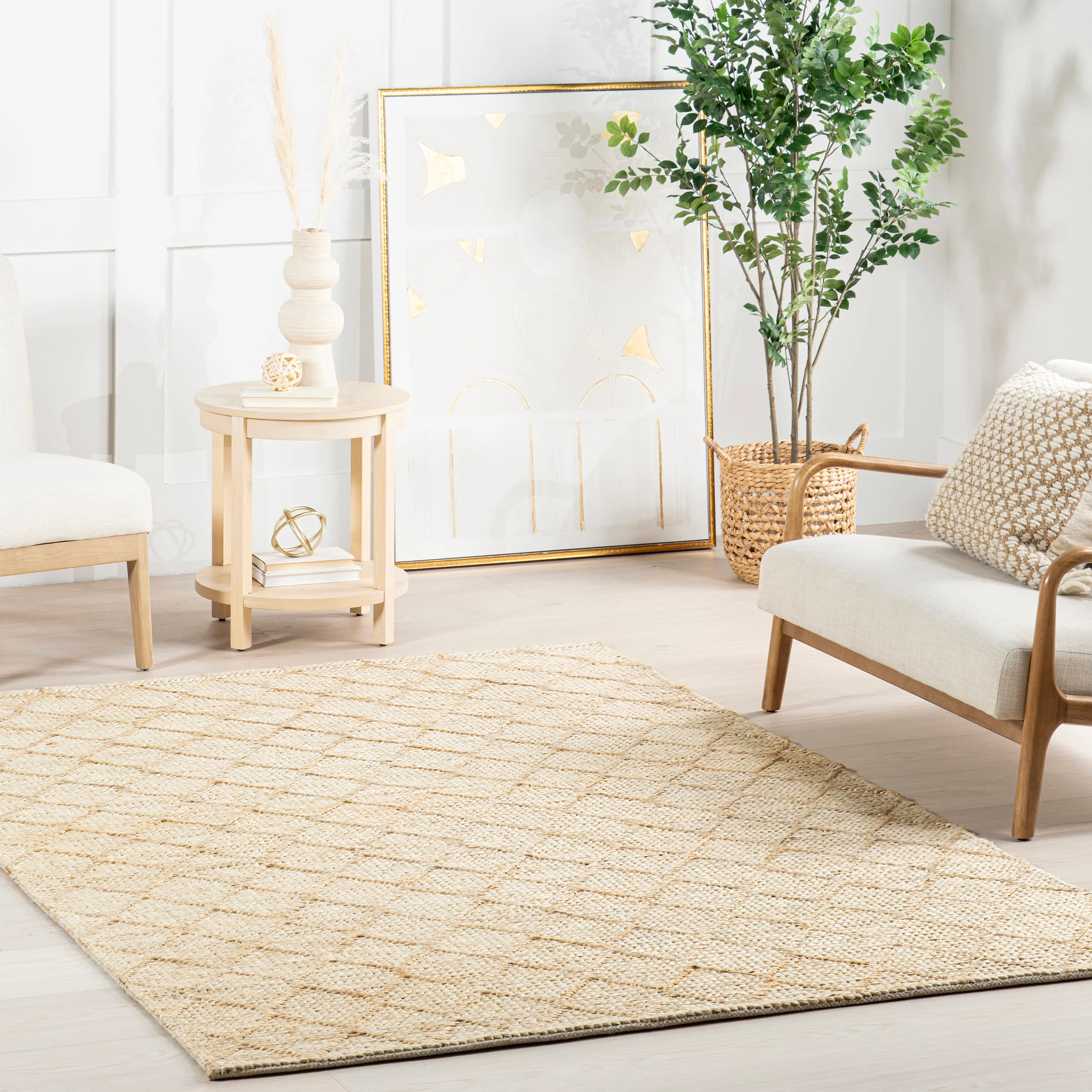 Tiles Handwoven Jute Rug | Ivory - Image 2